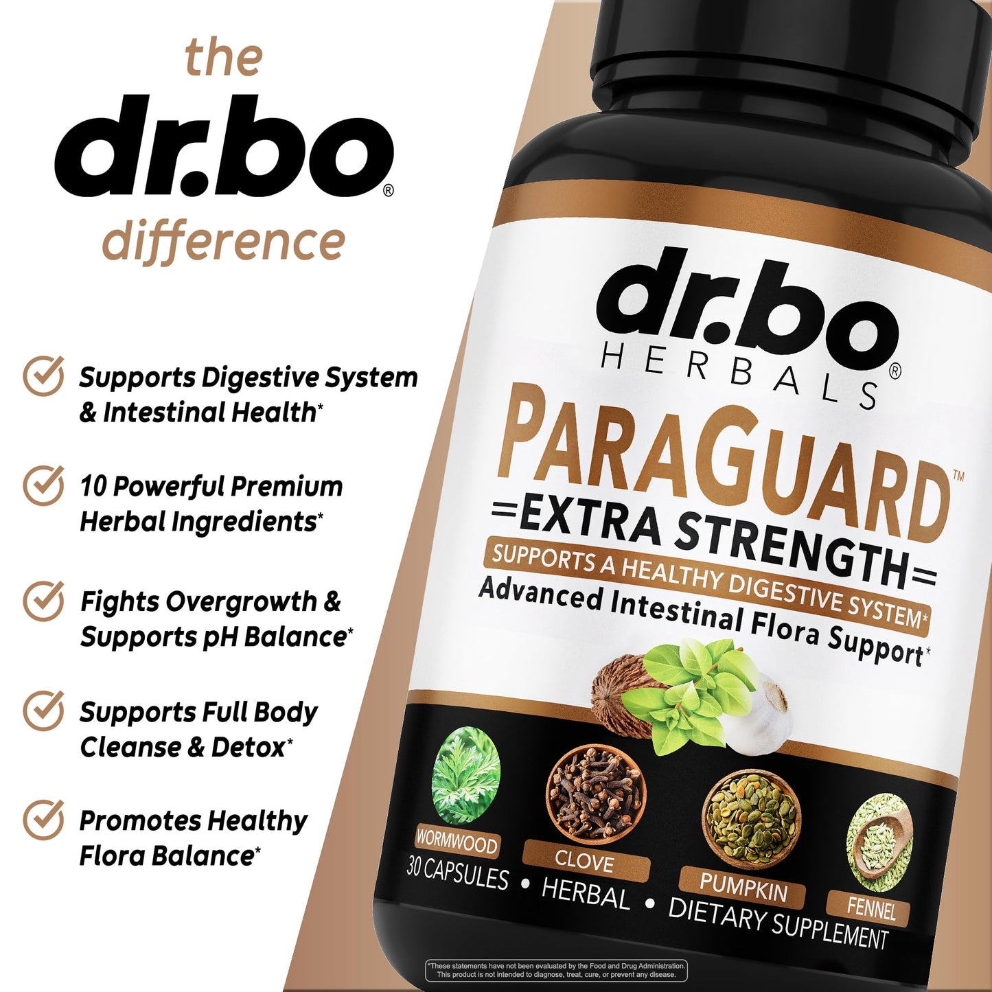 DR. BO ParaGuard Cleanse Detox Pills Extra Strength Intestinal Guard Formula Supplement Capsules 30 Count