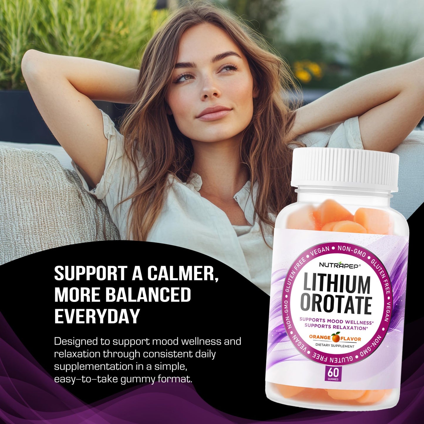 NutraPep Lithium Orotate 5mg Gummies, 60 Count