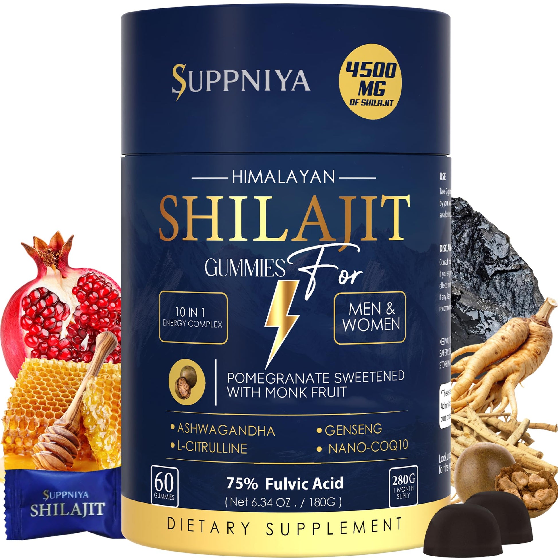 Suppniya Himalayan Natural Shilajit Gummies 60 Count