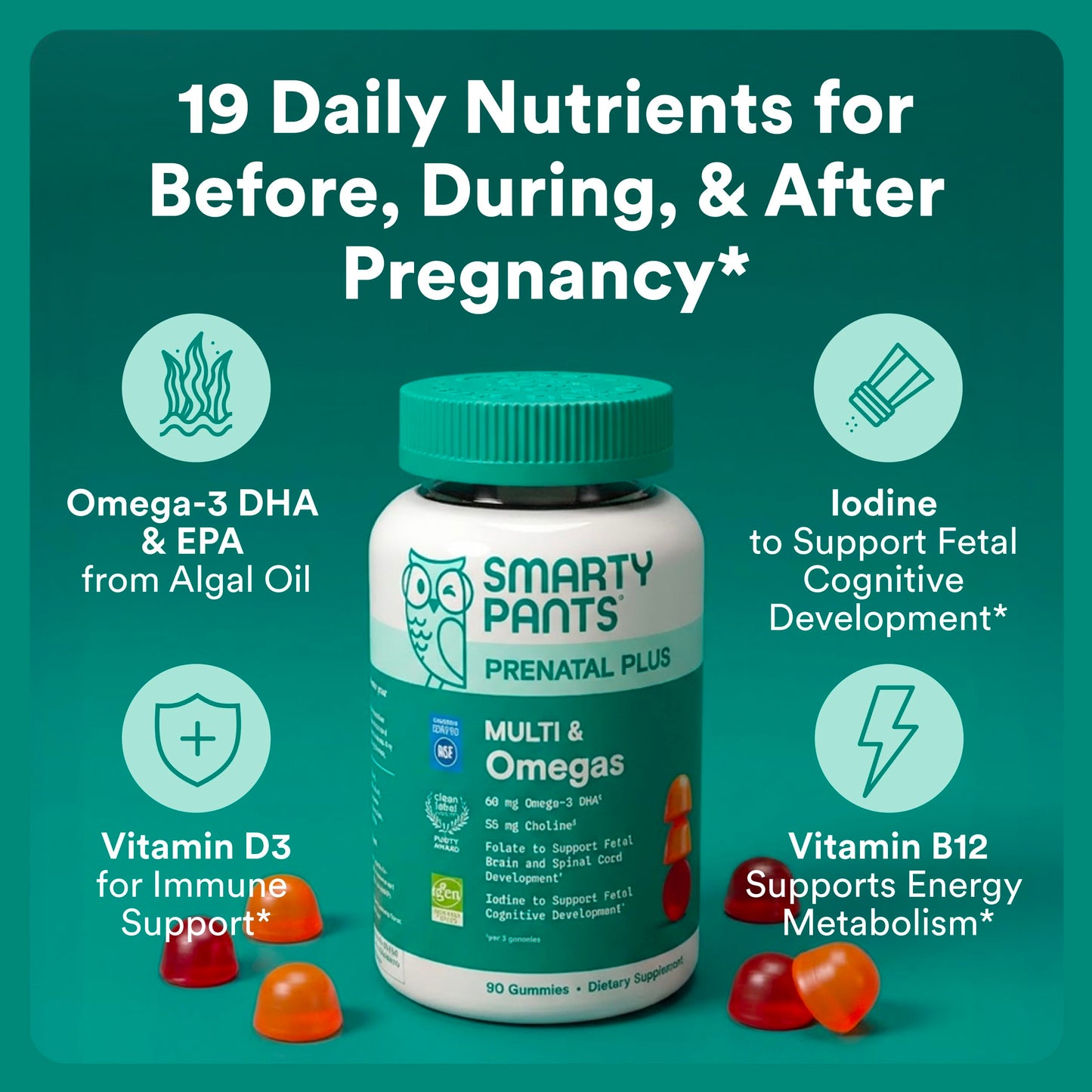 SmartyPants Prenatal Multivitamin Gummies, 120 Count