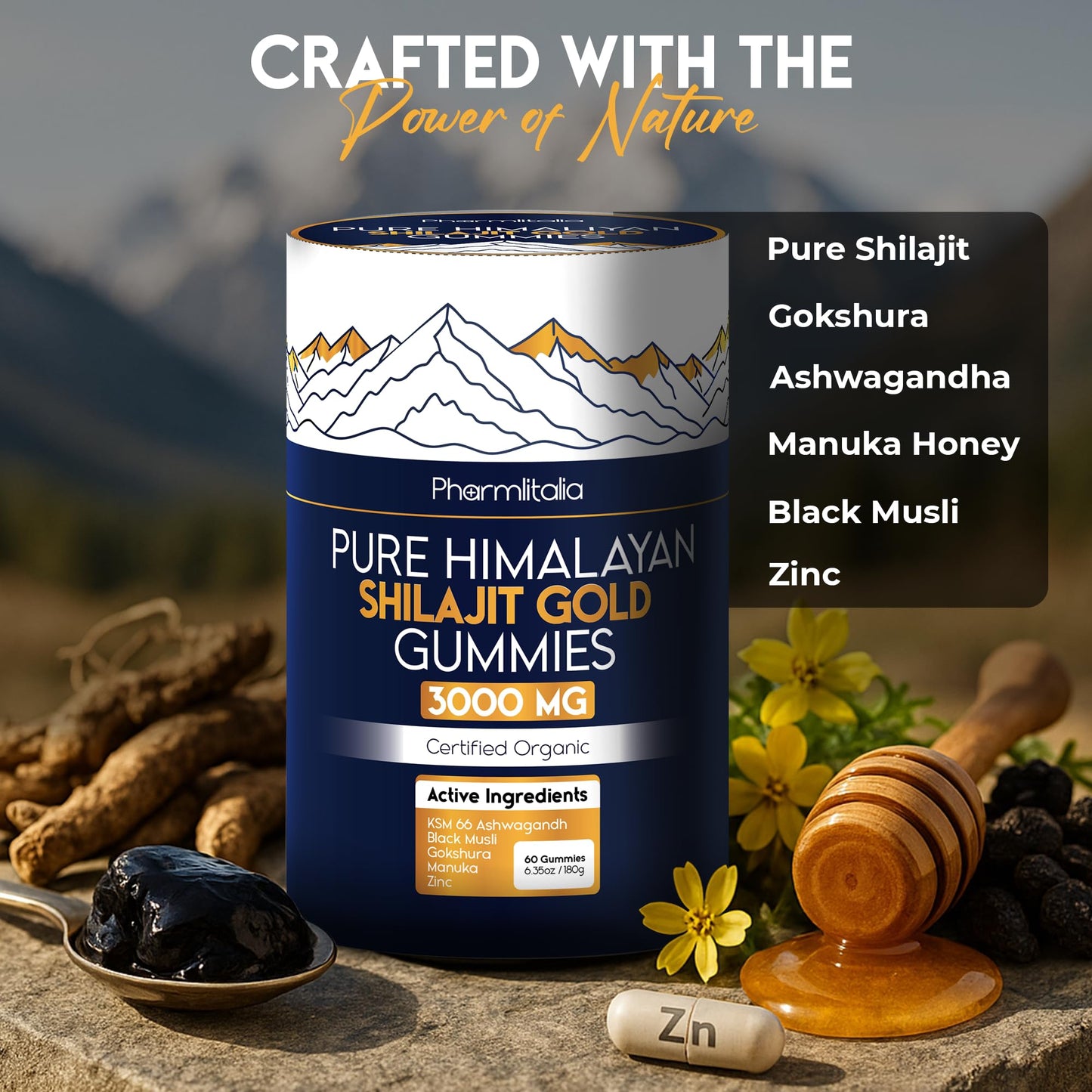 Pharmlitalia Shilajit Gummies 60 Count