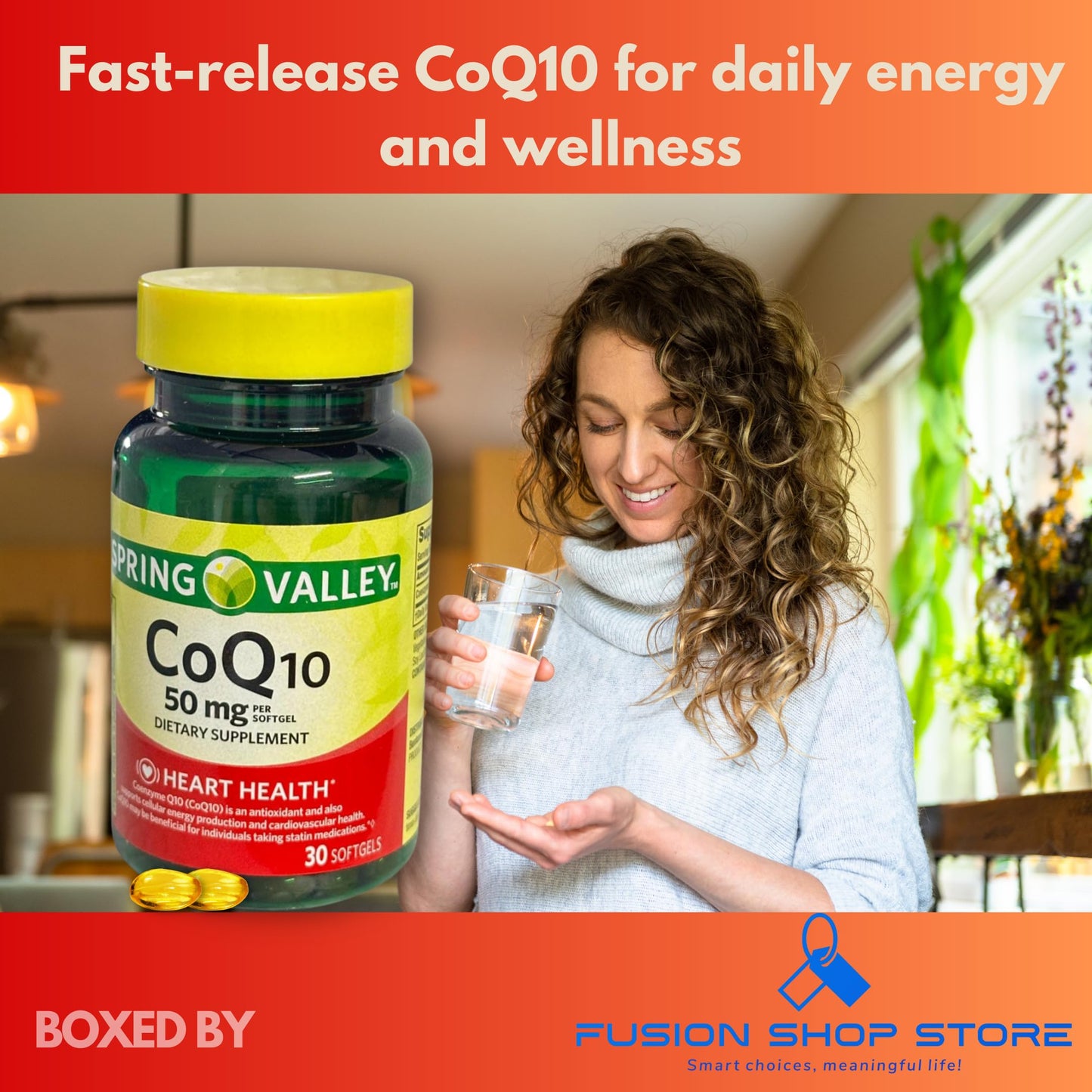 Fusion Shop Store CoQ10 50mg Softgels, 30 Count