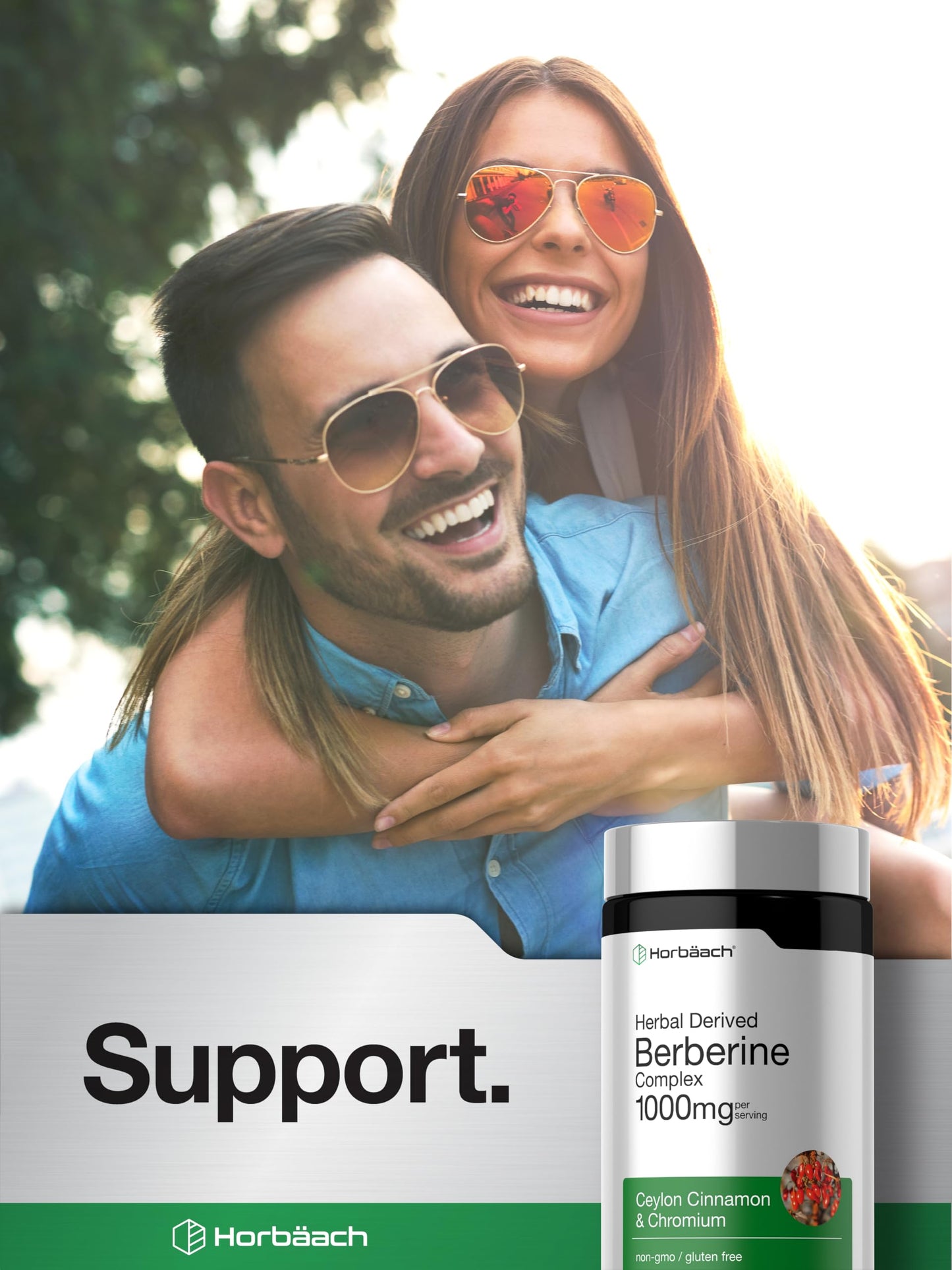 Horbäach Berberine Complex Supplement Capsules, 60 Vegan Capsules, with Ceylon Cinnamon & Chromium, Non-GMO, Gluten Free