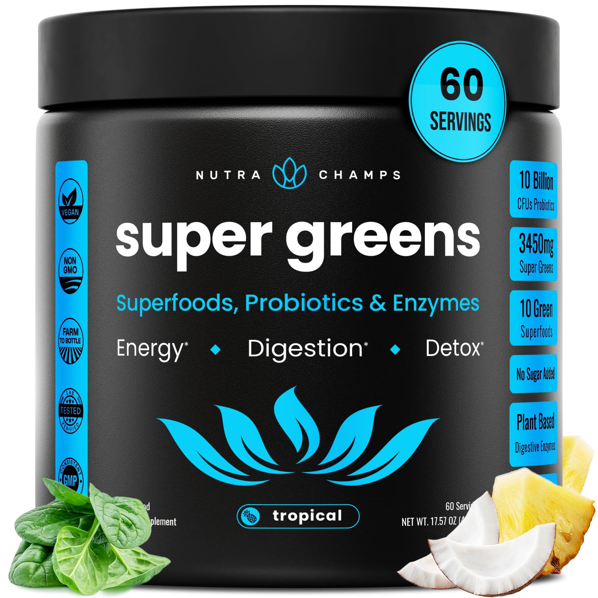 NutraChamps Super Greens Powder 18 oz