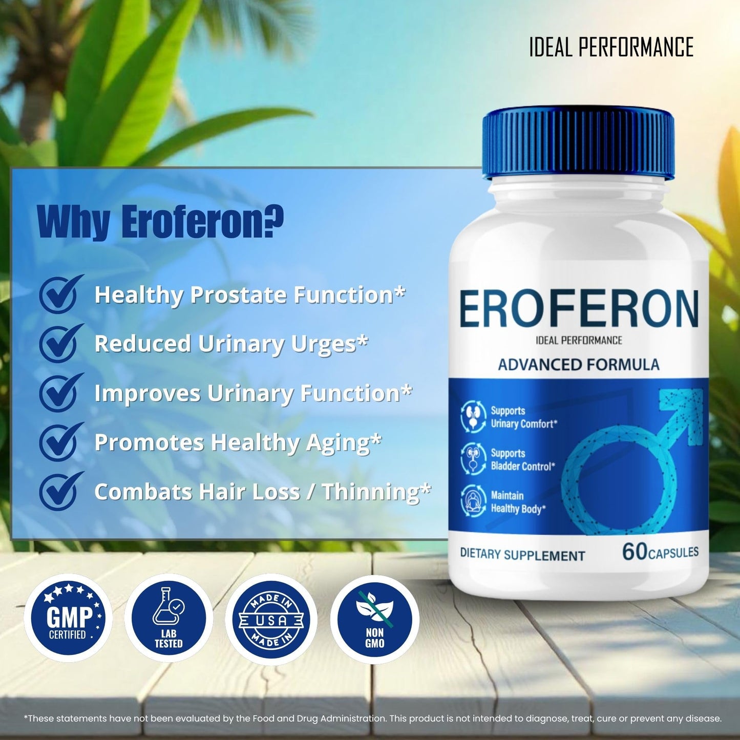 Ideal Performance Eroferon Prostate Health Capsules 60 Count
