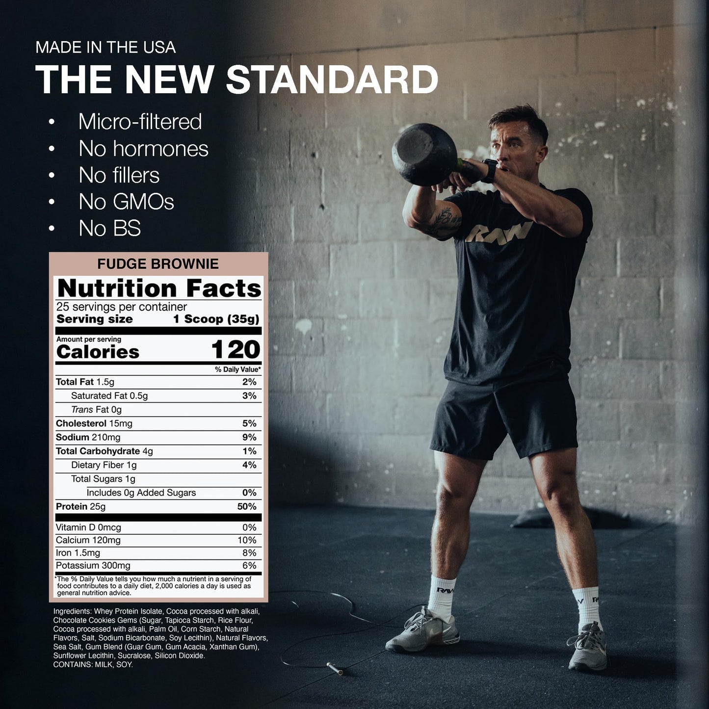 RAW Whey Isolate Protein Powder, Fudge Brownie, 25 Servings