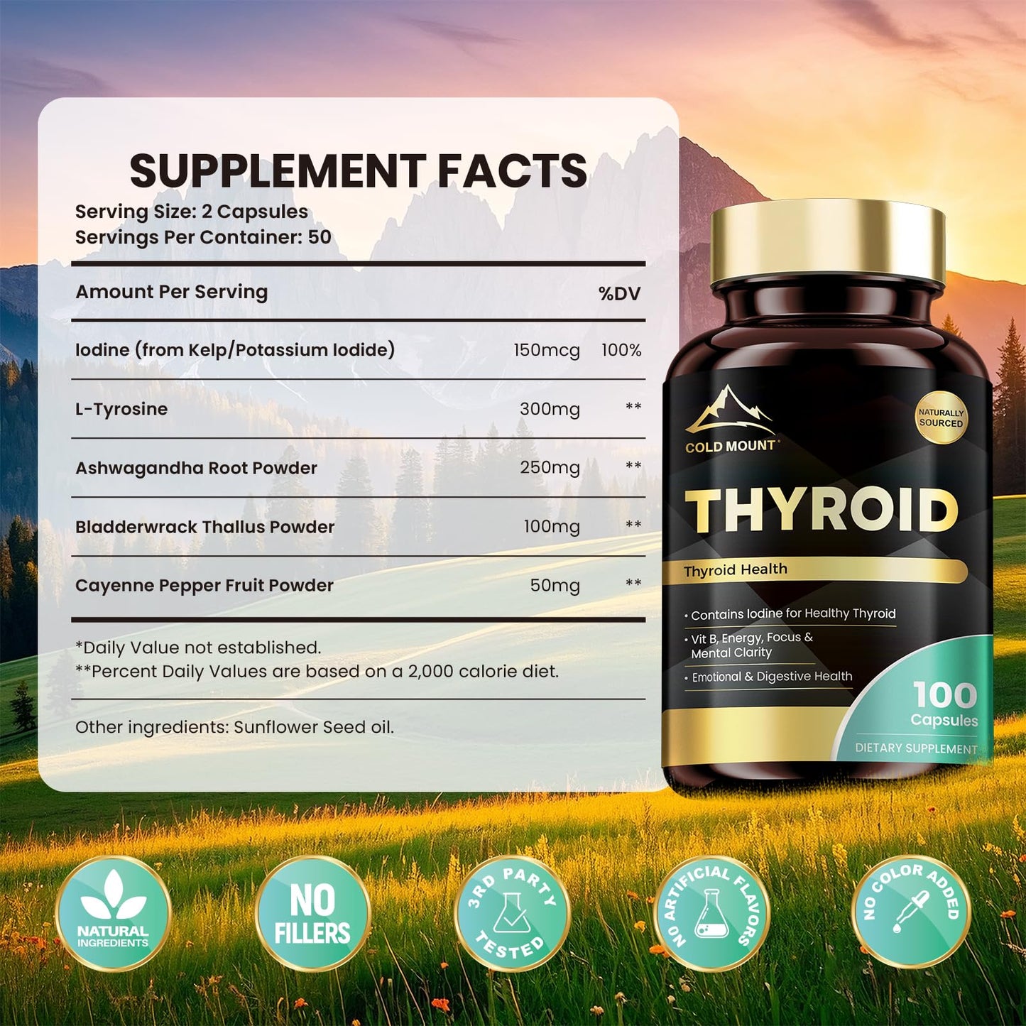 MEGNETA Thyroid Health Supplement with Ashwagandha 200 Capsules