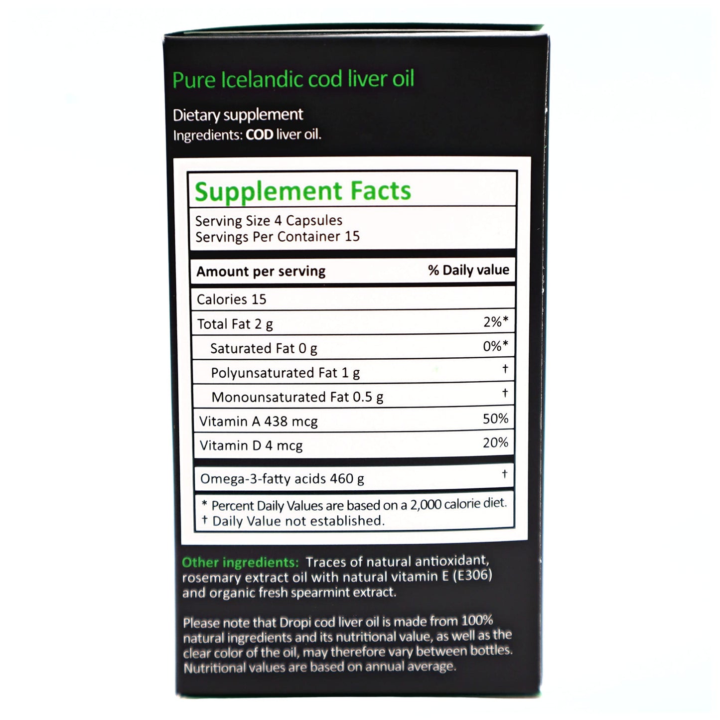 Generic Dropi Pure Icelandic Cod Liver Oil Capsules/Softgels 60 Count