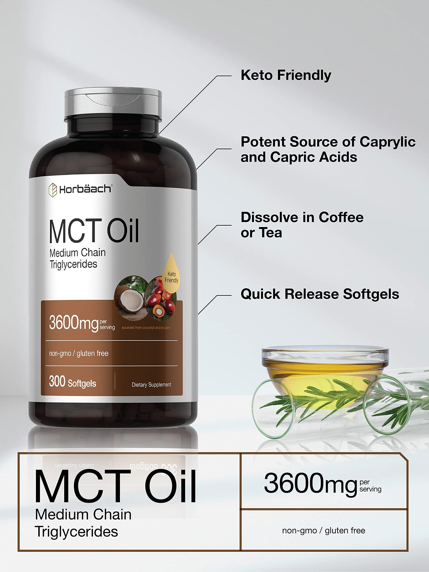 Horbäach MCT Oil Supplement Softgels 300