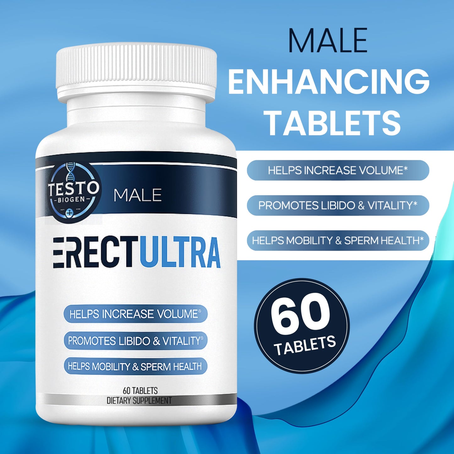 TESTO BIOGEN Male Enhancing Supplement Tablets, 60 Count