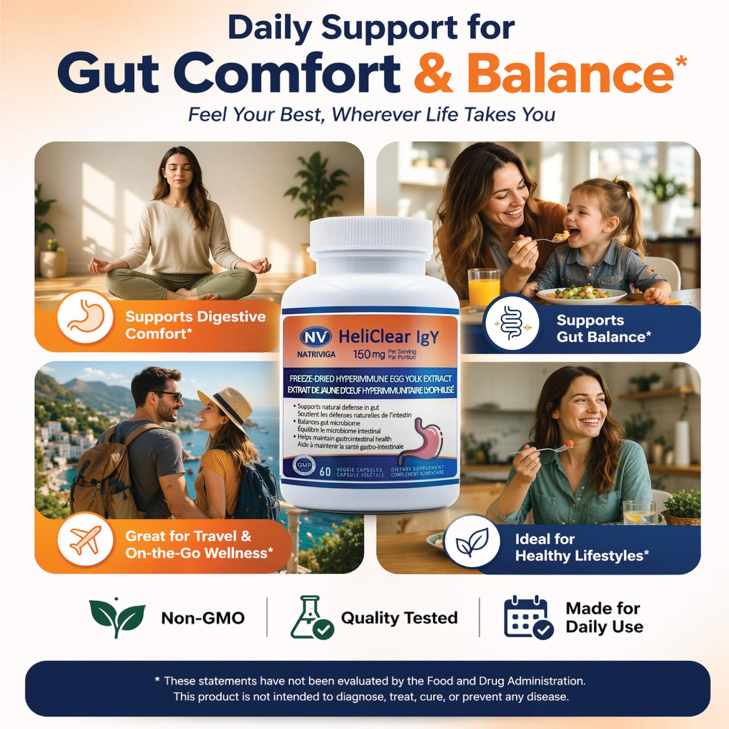 NATRIVIGA Heliclear IgY Capsules, 60 Count