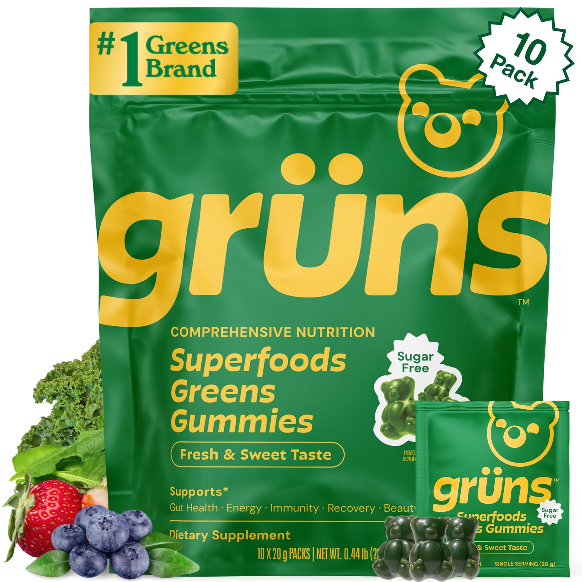 Grüns Adult Greens Gummy, 10 Count
