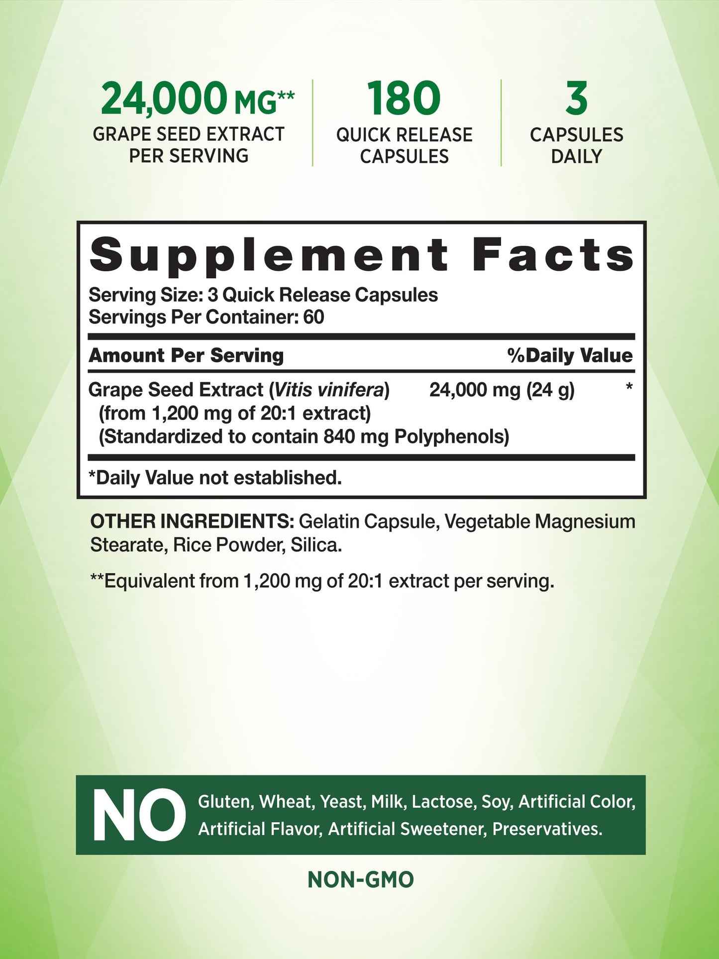 Nature's Truth Grape Seed Extract Capsule 180 Count
