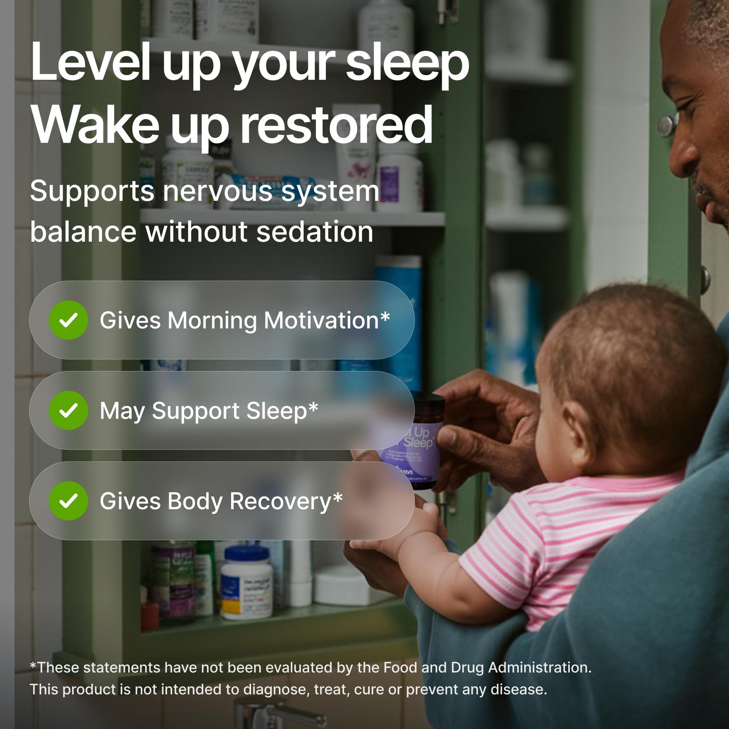 LIVEN SUPPLEMENTS Level Up Your Sleep - Magnesium, Ashwagandha, L-Theanine & Vitamin B6 – Daily Balance & Calm Support, 60 Capsules