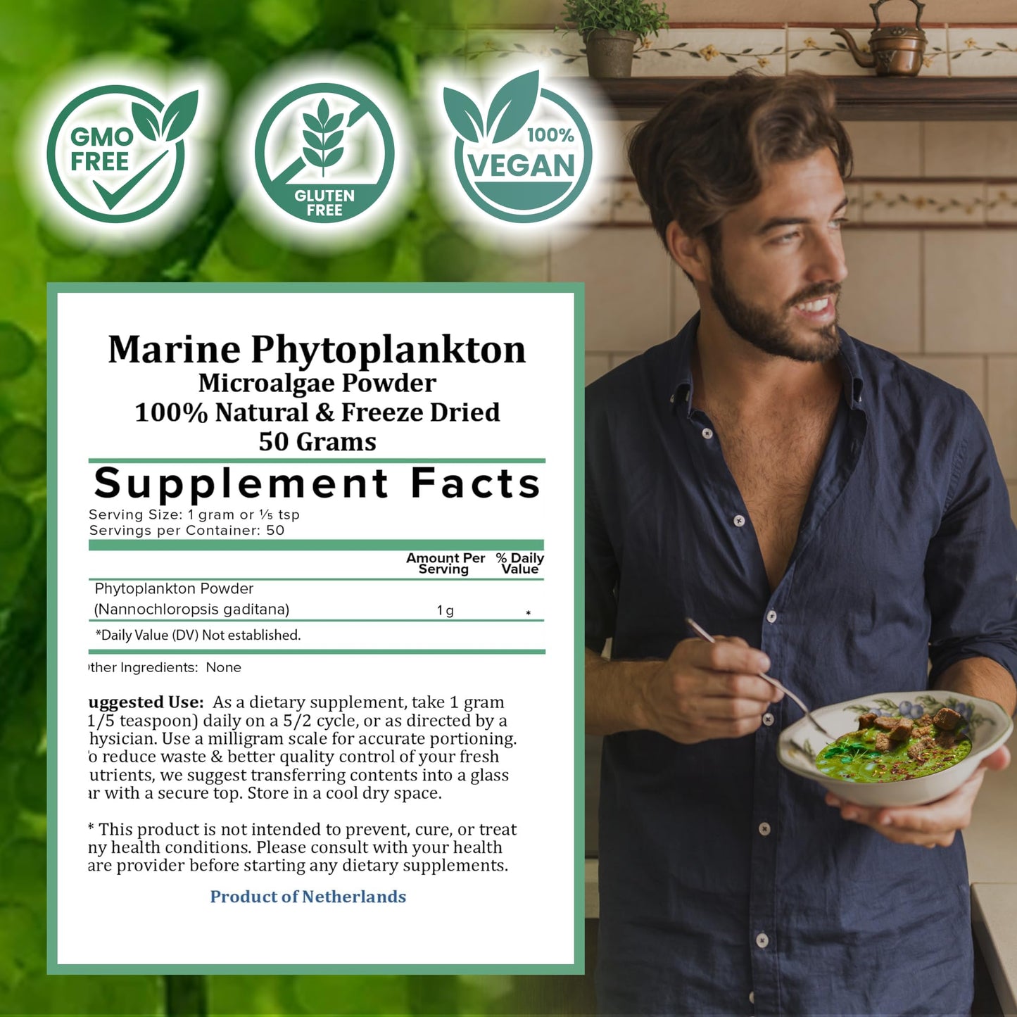 Holistic Bin Marine Phytoplankton Powder, 1.76 Ounce (Pack of 1)