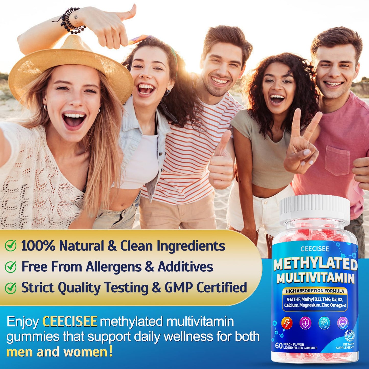Ceecisee Adults Methylated Multivitamin Gummies 120 Count