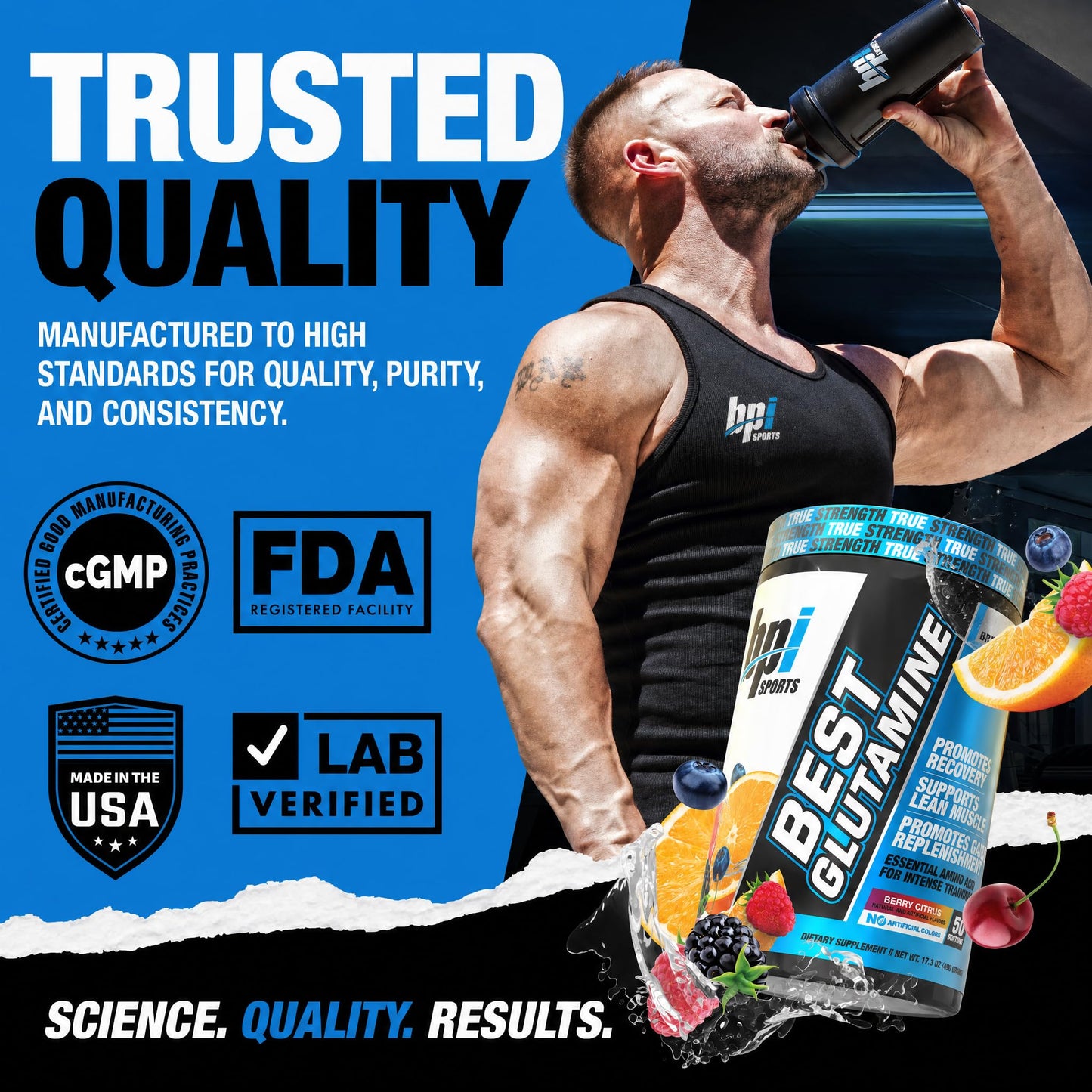 BPI Sports Best Glutamine Supplement Powder 17.3 oz