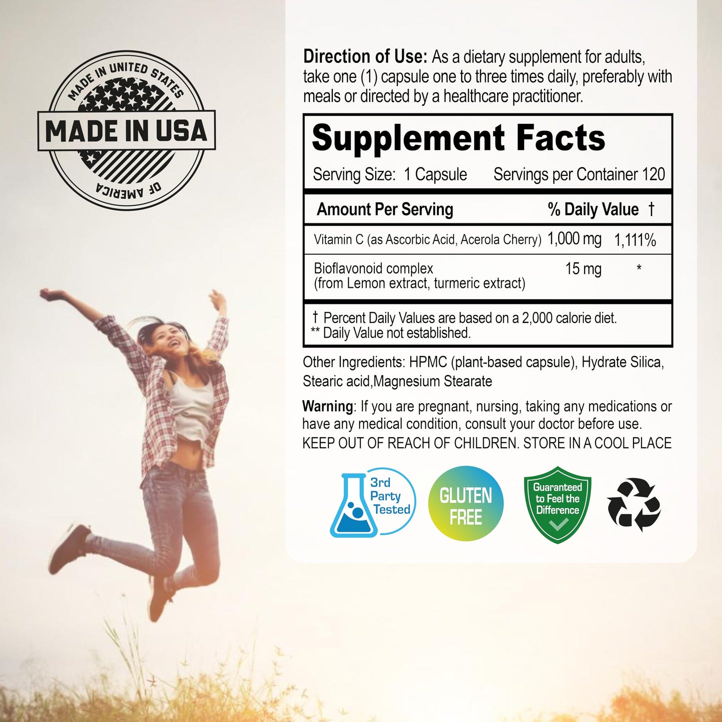 NANOWELL Super Potent Buffered Vitamin C 1000 mg with Bioflavonoid Complex, Capsule, 180 Count