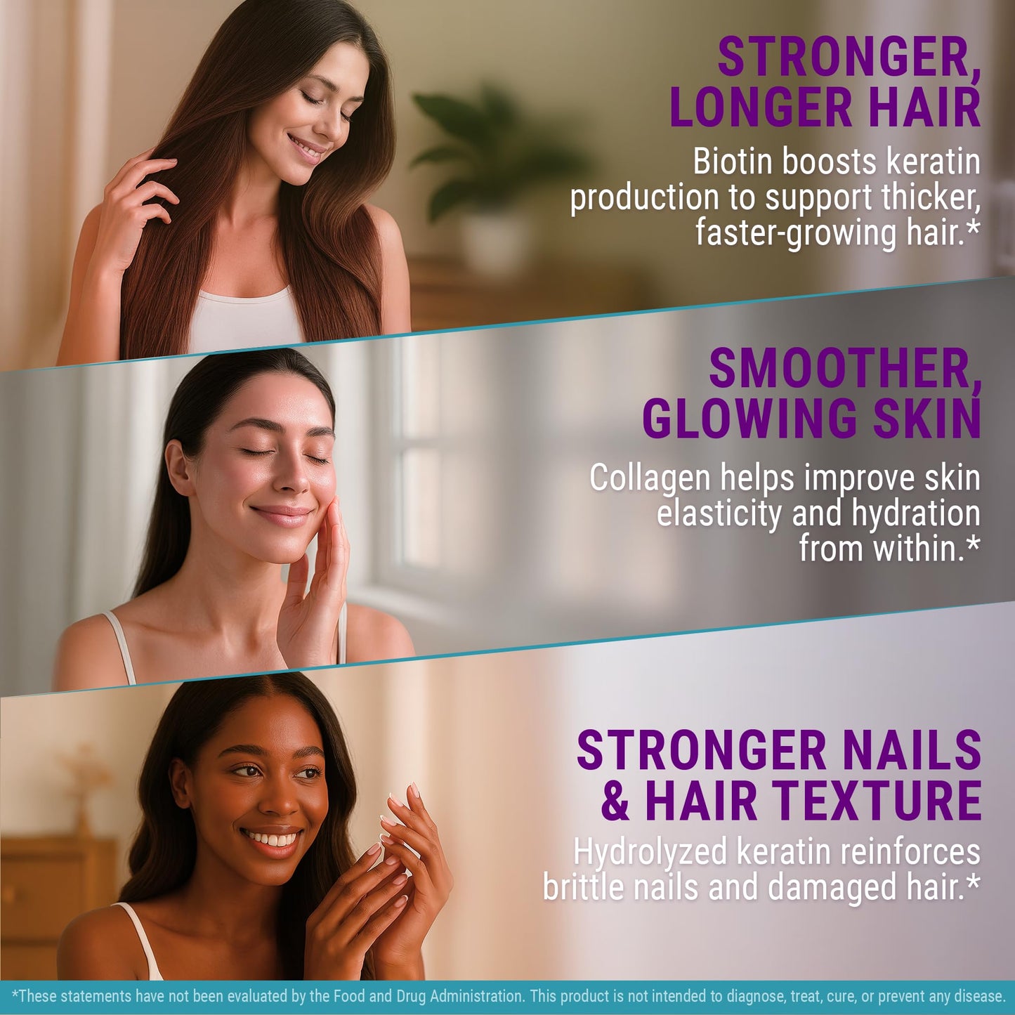 New Elements Biotin Gummies with Keratin & Collagen Peptides, Gummy, 60 Count