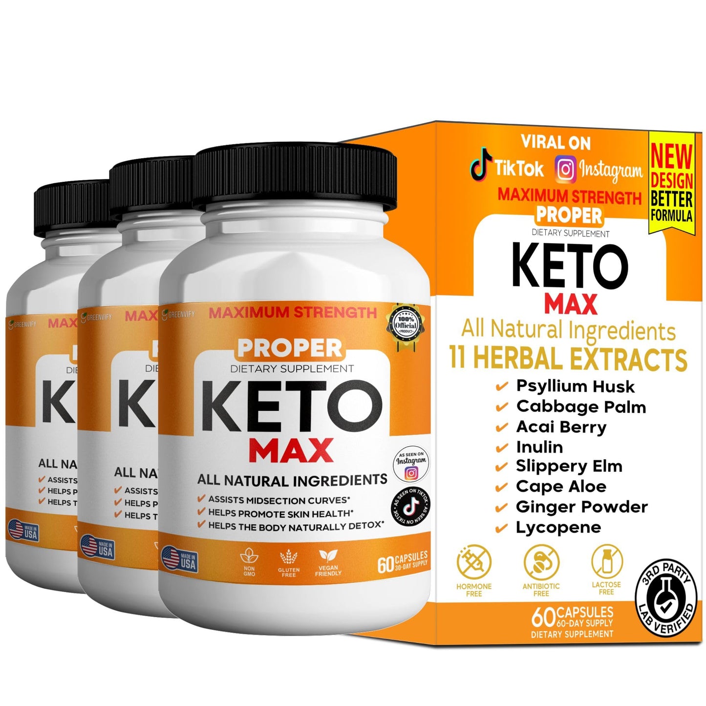 GREENVIFY Proper Keto Max Dietary Supplement Capsule, 60 Capsules