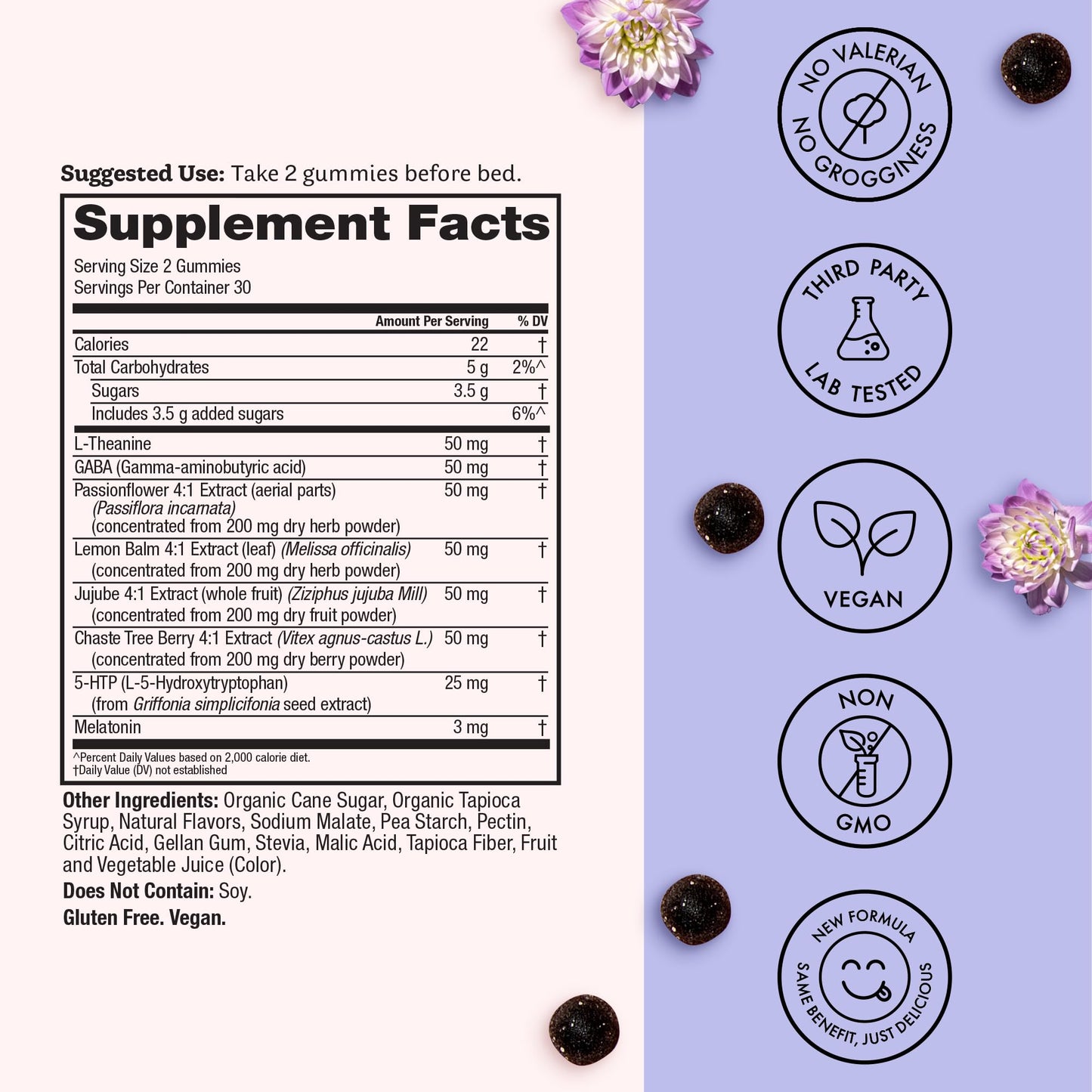 Winged Wellness Sleepyhead Natural Sleep Gummies for Women, with 3 mg Melatonin, L-Theanine & 5-HTP, Blueberry Lavender Flavor, 60 Count