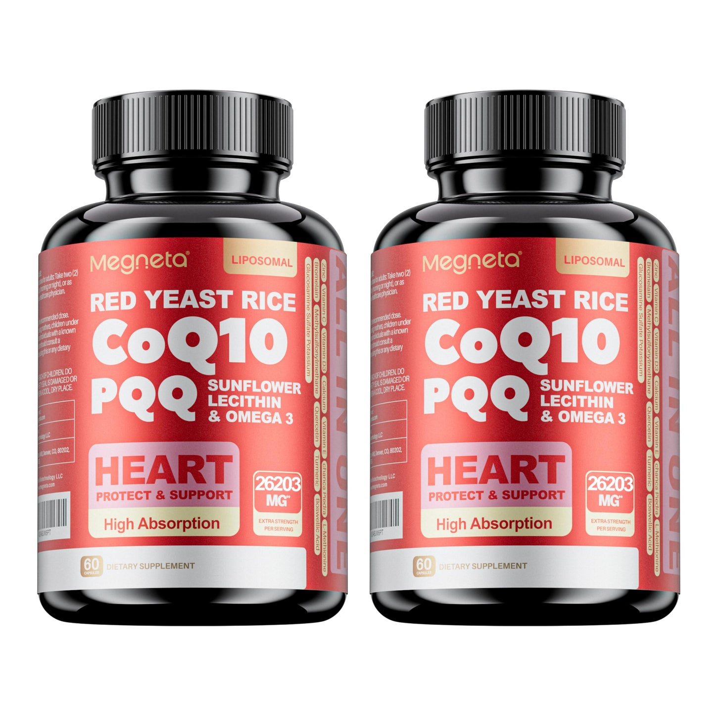 MEGNETA CoQ10 Supplement with Sunflower Lecithin & Omega-3 – Supports Energy, Cellular Health & Antioxidant Defense, 120 Capsules