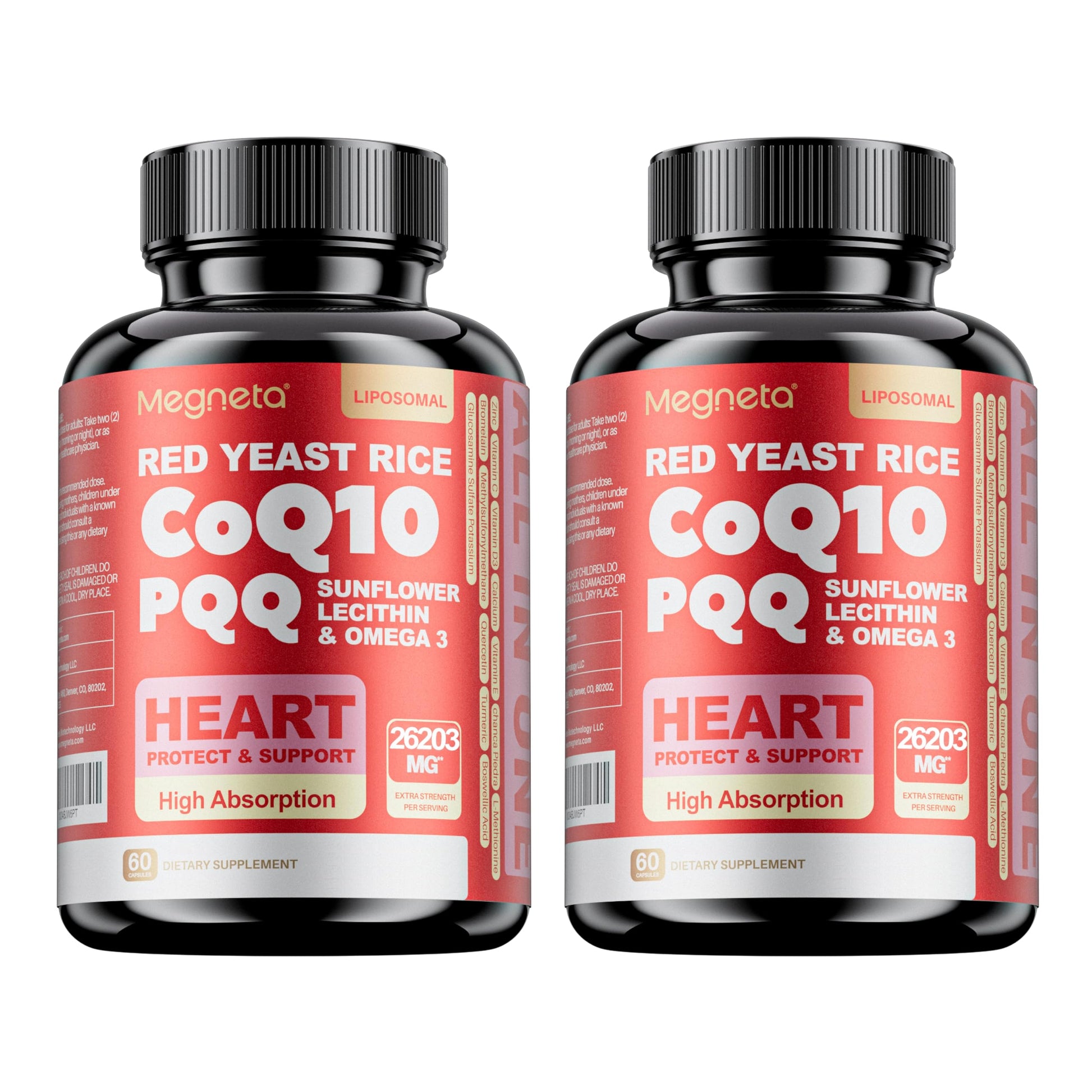 MEGNETA CoQ10 Supplement with Sunflower Lecithin & Omega-3 – Supports Energy, Cellular Health & Antioxidant Defense, 120 Capsules