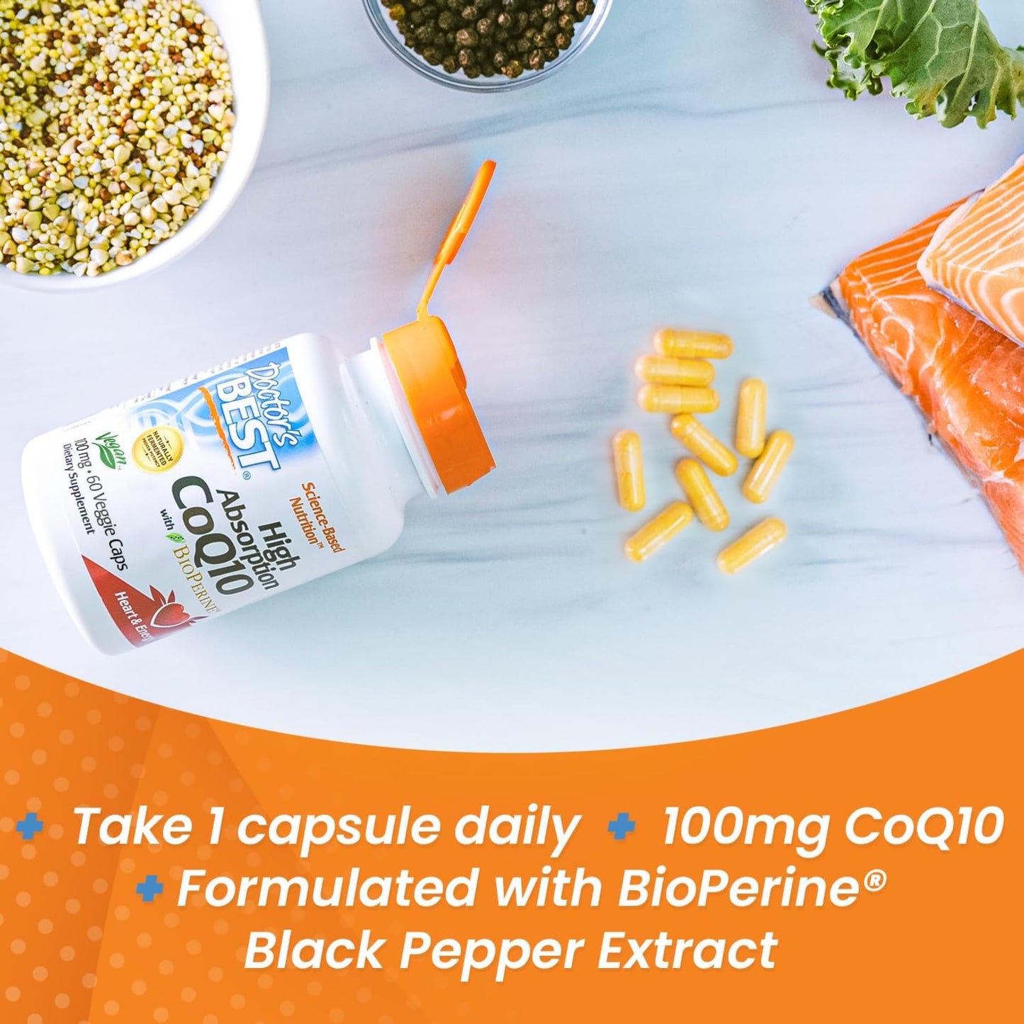 Doctor's Best High Absorption CoQ10 with Bioperine Capsules, 60 Count