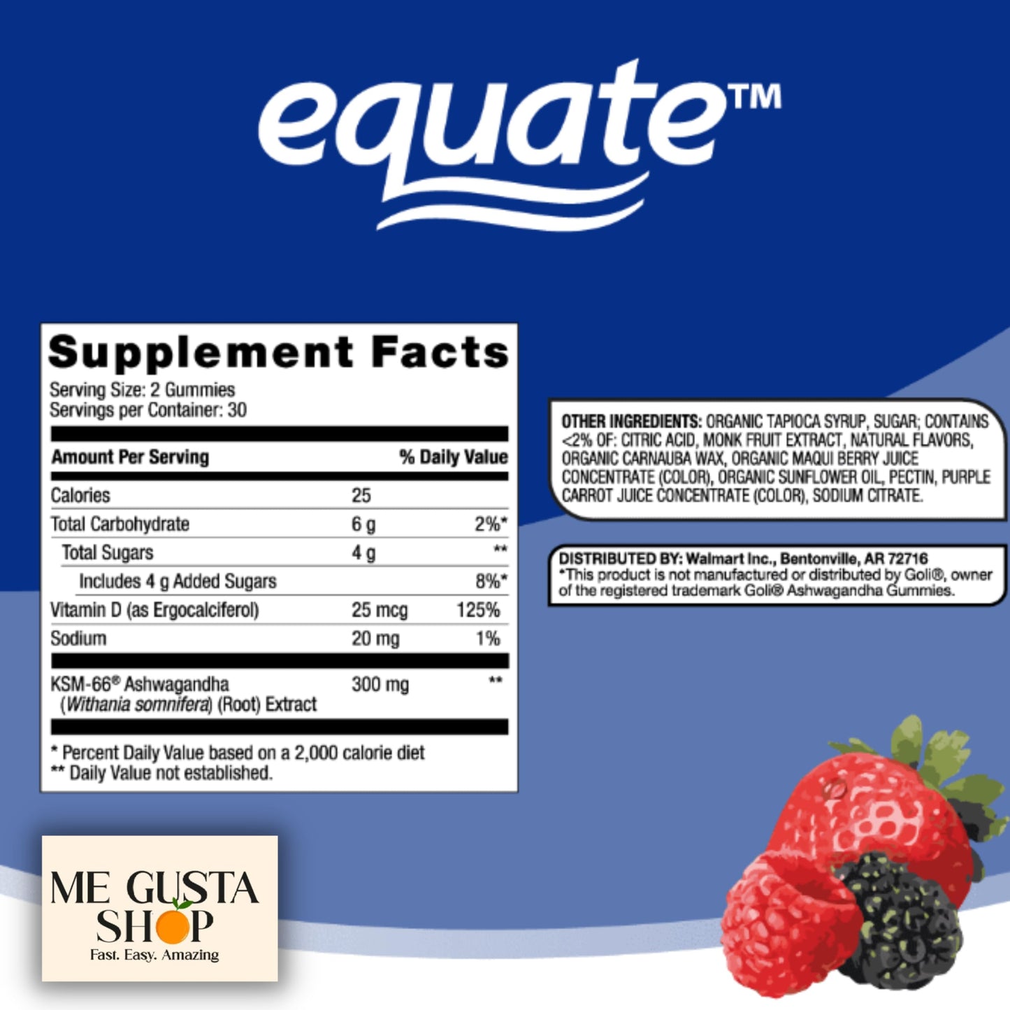 ME GUSTA SHOP Ashwagandha Vegetarian Gummy Supplement, 60 Count