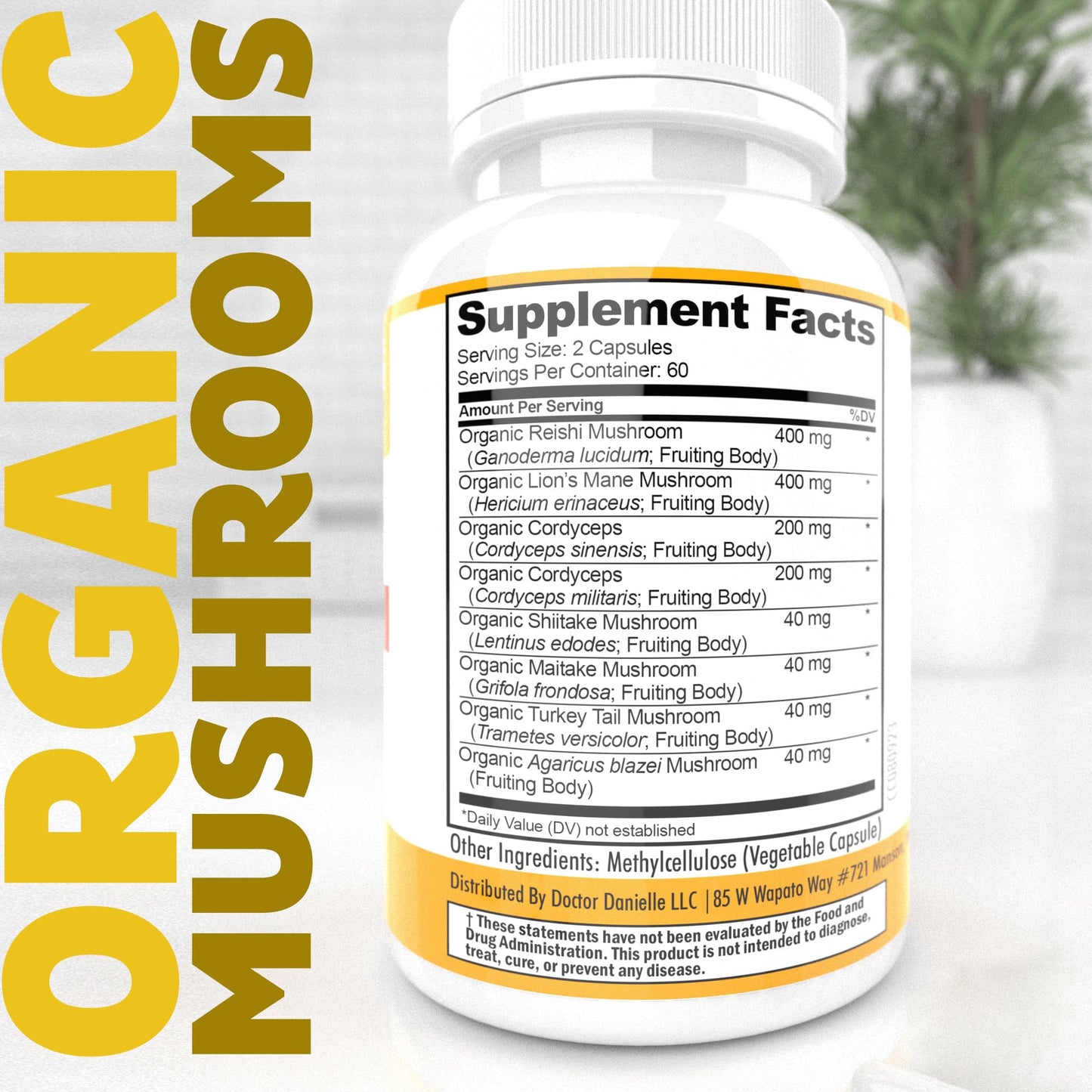Doctor Danielle Organic Mushroom Complex Supplement Capsule, 120 Count