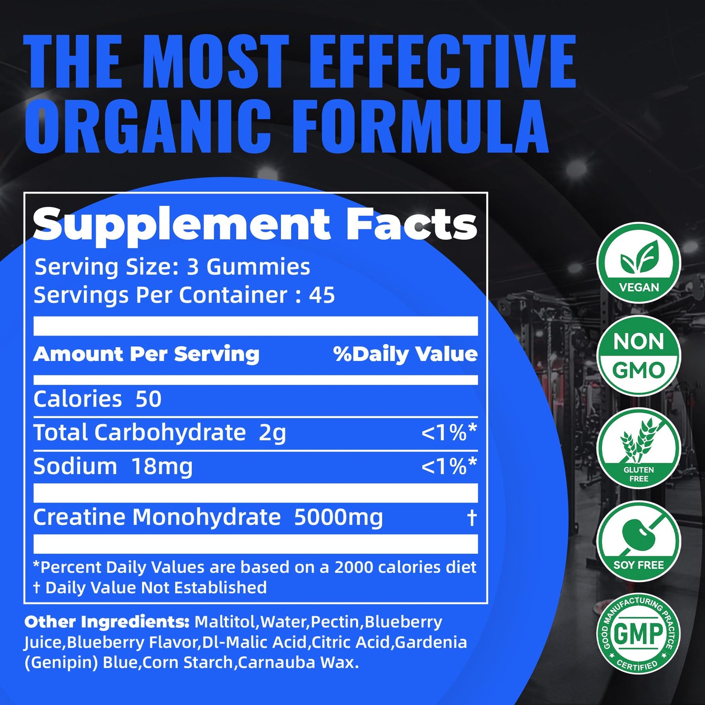 Natures Aid Creatine Monohydrate Gummies 5g, 135 Count
