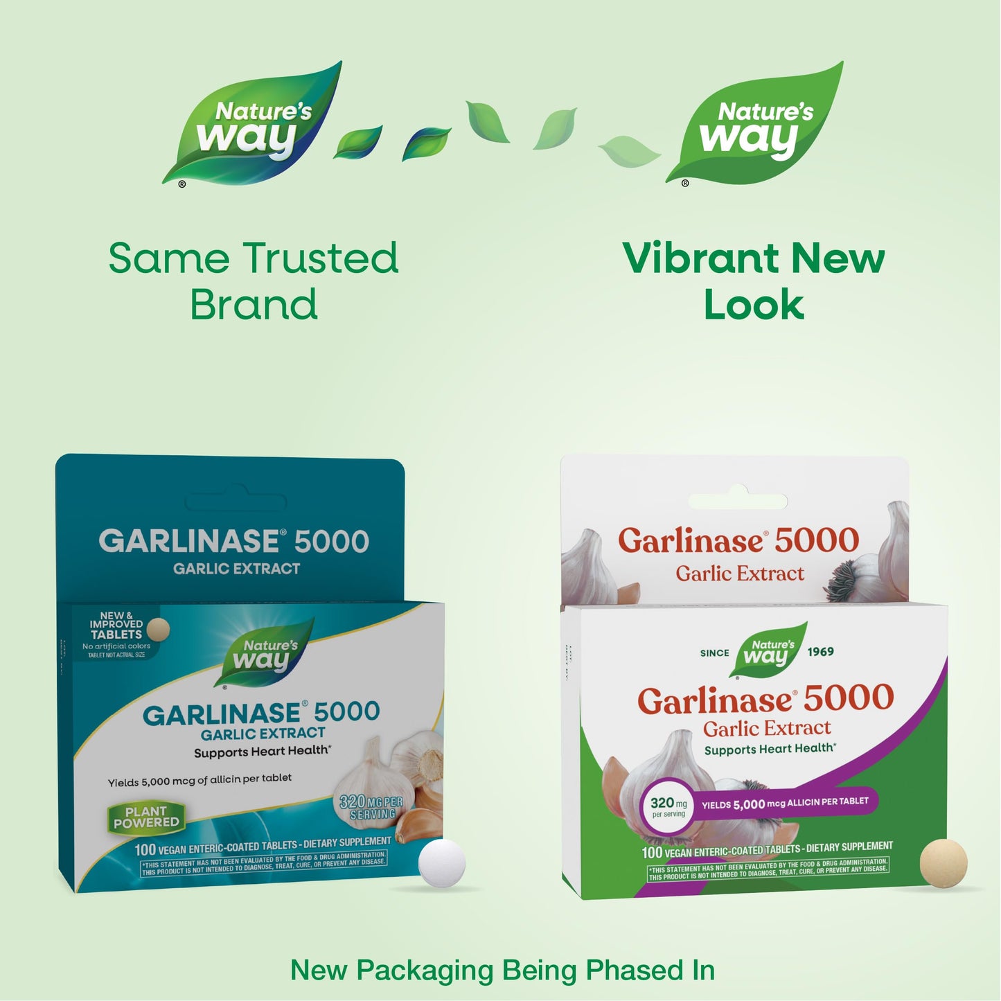 Nature's Way Garlinase 5000 Garlic Extract Supports Heart Health*, Odorless Garlic Supplements, Vegan, 100 Tablets
