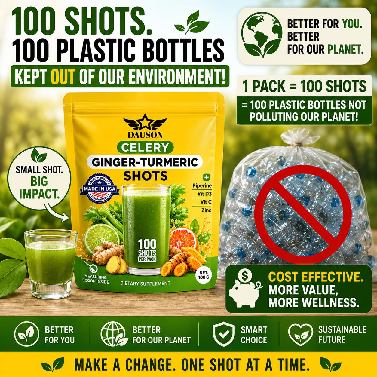 DAUSON Celery Shots Powder, 100 Count