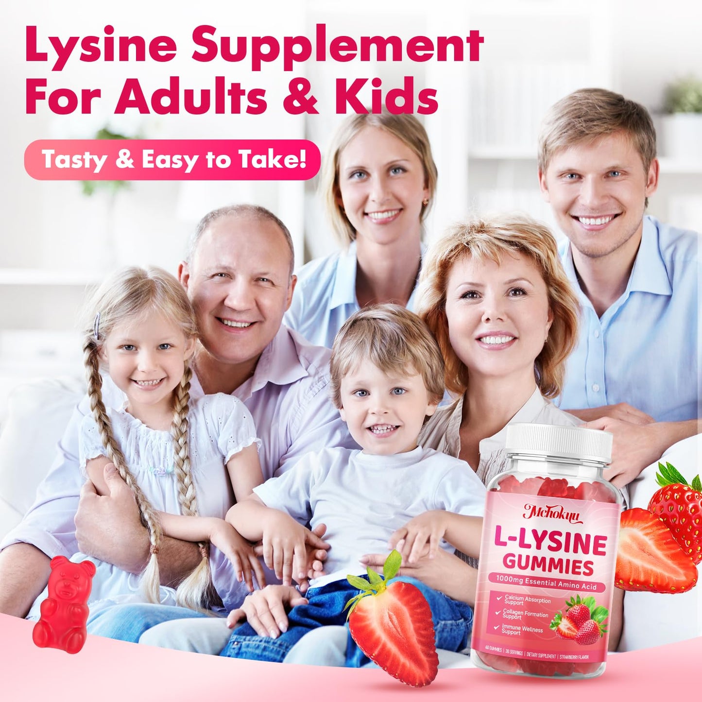 Mchokuu L-Lysine 1000mg Gummies, 60 Count