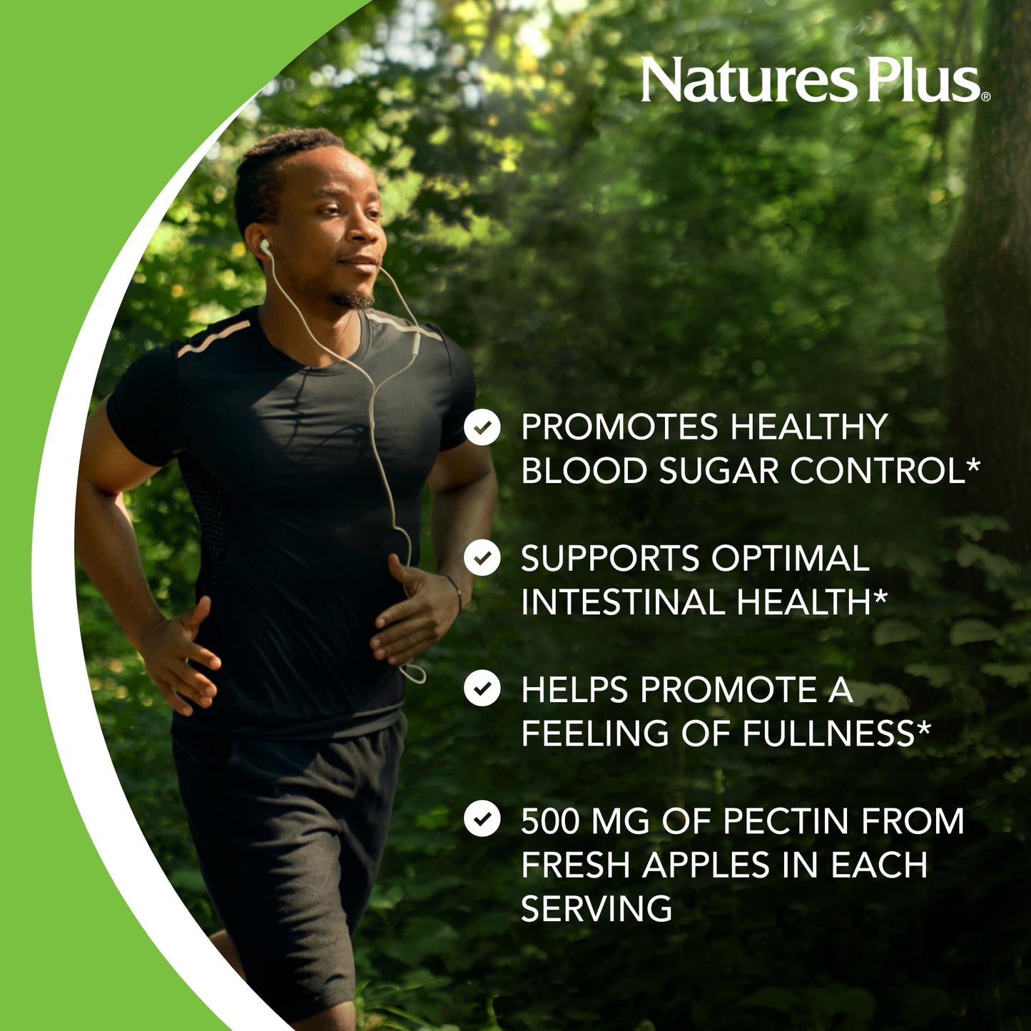 NaturesPlus Apple Pectin 500 mg Tablets, 180 Count