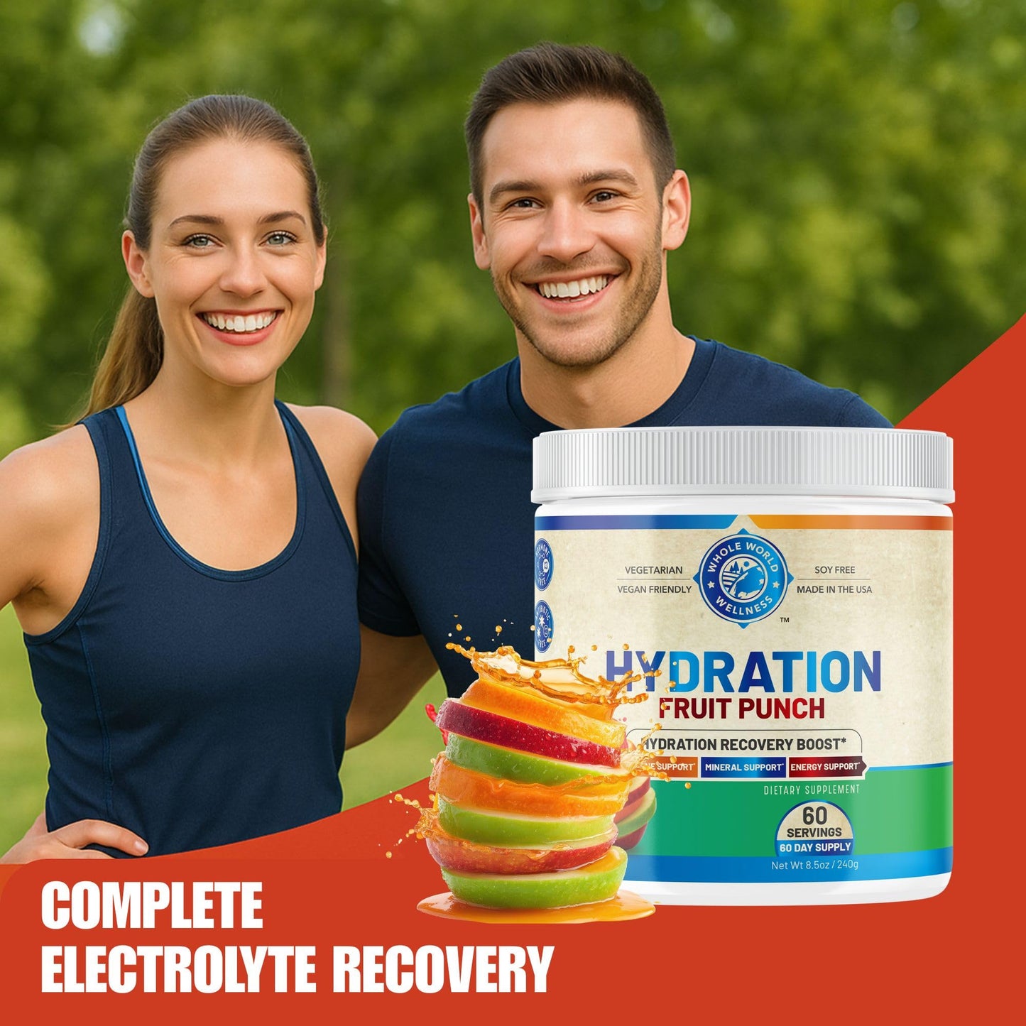 WHOLE WORLD WELLNESS Premium Hydration Fruit Punch Powder, 8.5 oz