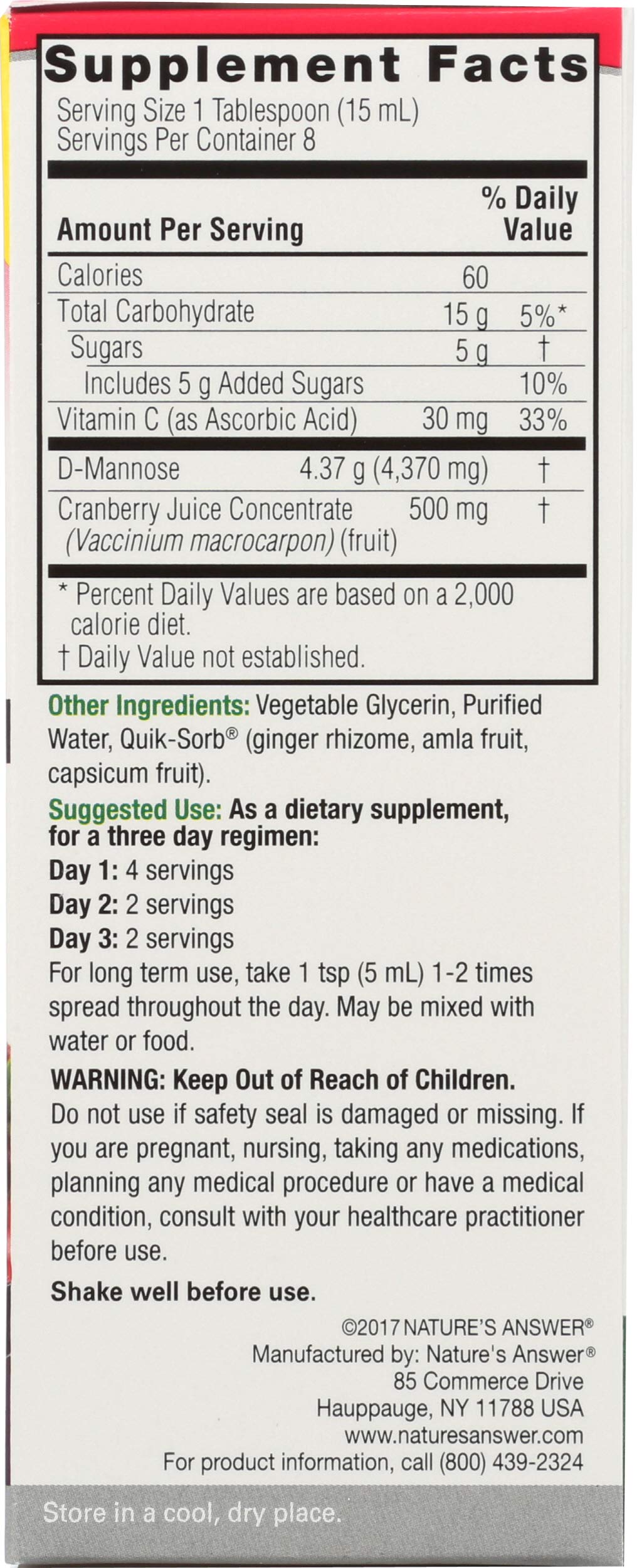 Nature's Answer UT Answer D-Mannose Cranberry 4 Capsules