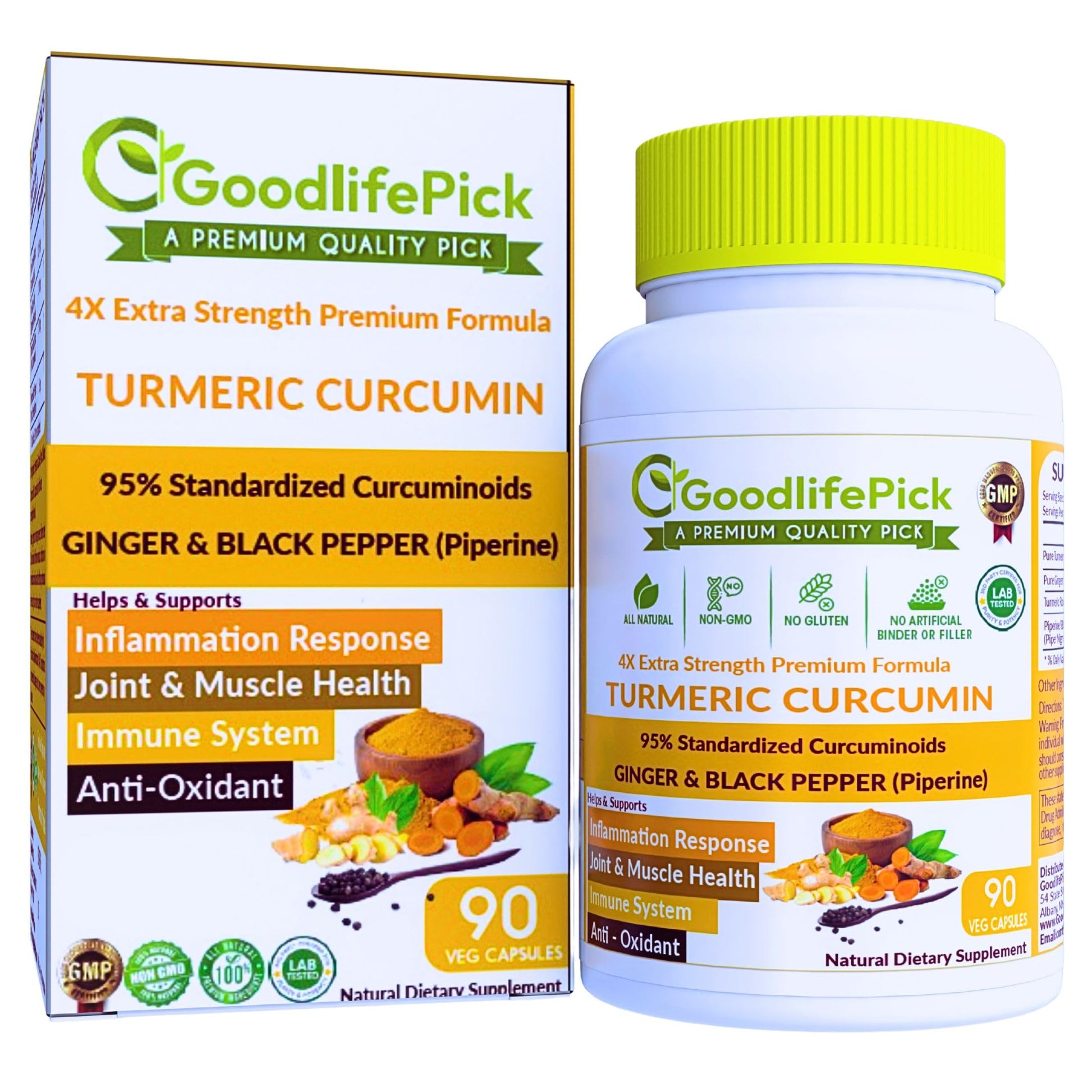 GoodlifePick Premium Turmeric Curcumin Supplement with Black Pepper Capsule 1 Count
