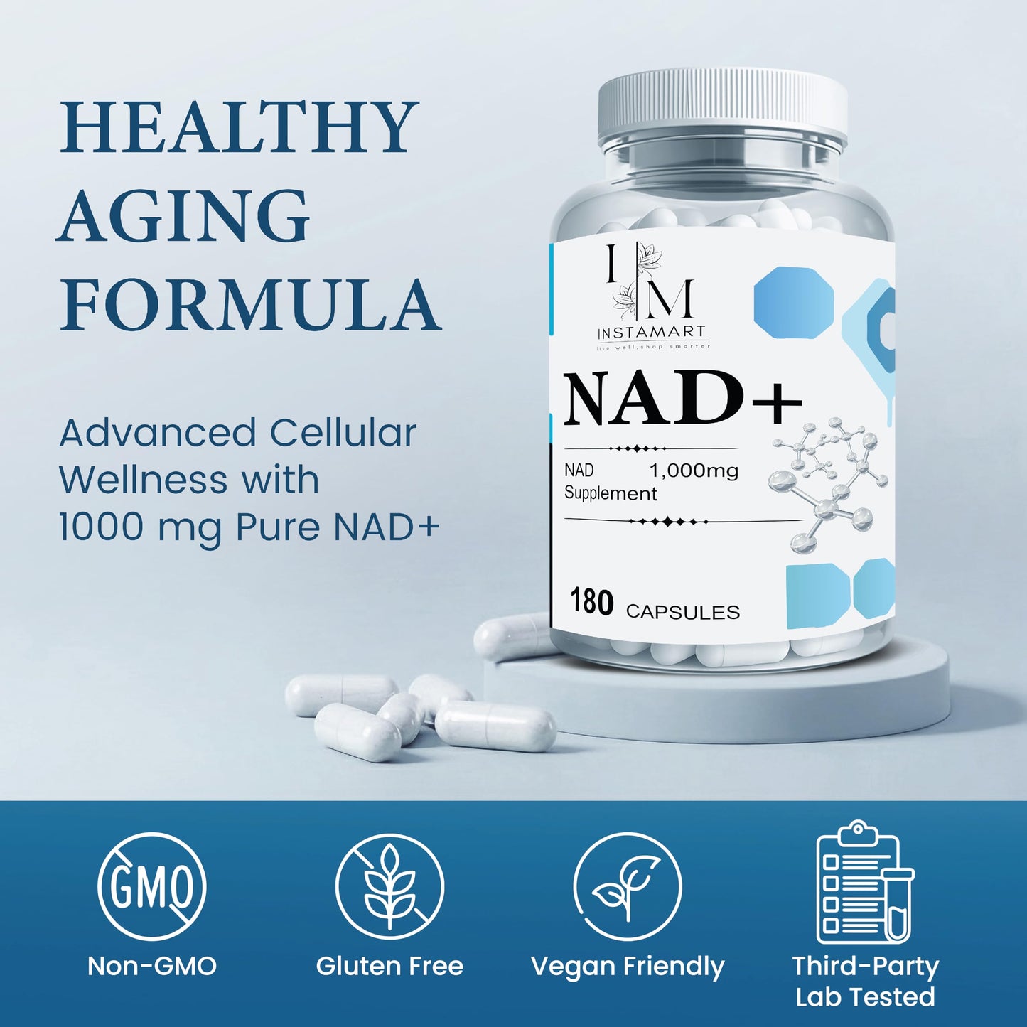 INSTAMART NAD+ Supplement for Women & Men 180 Capsules