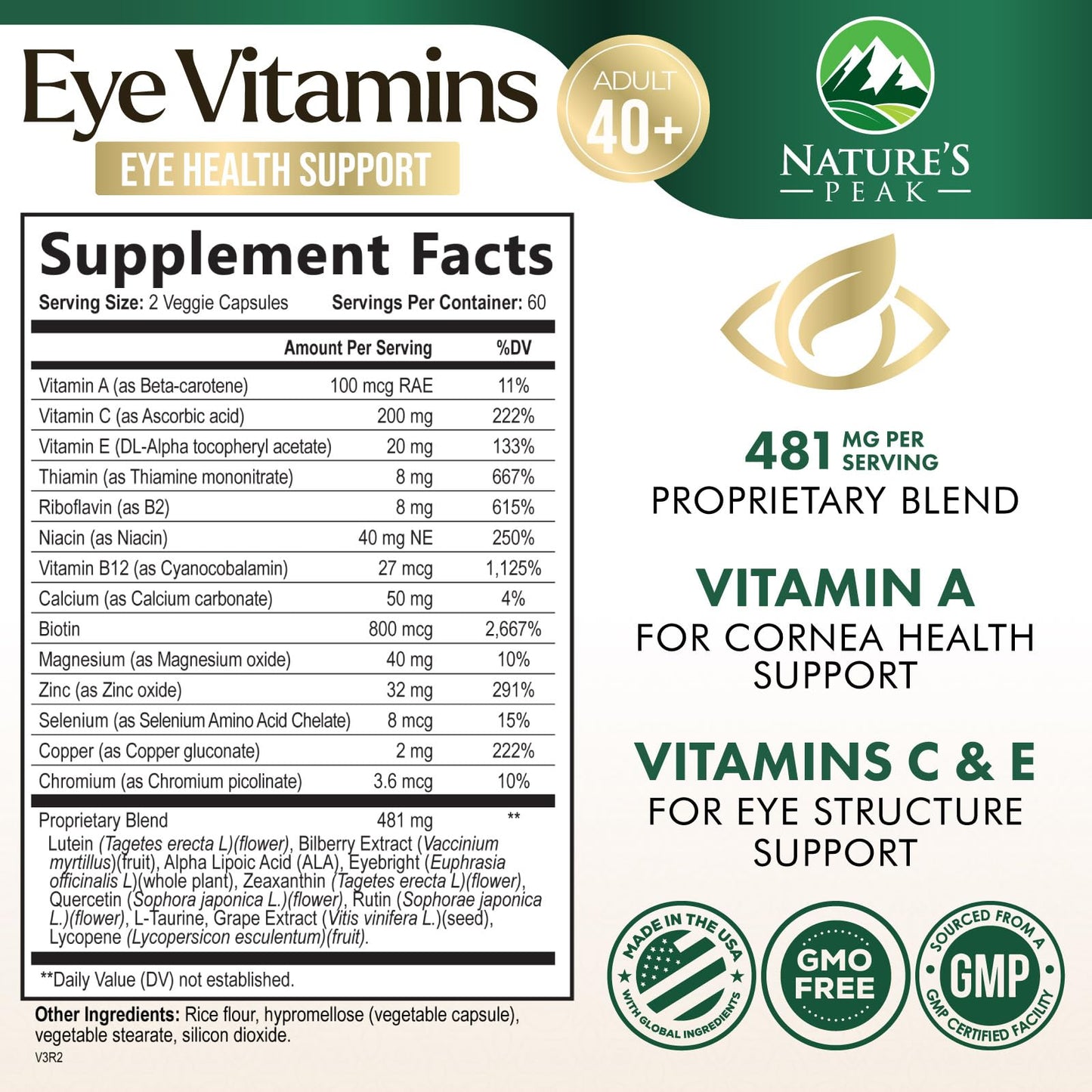 Nature's Peak Eye Health Vitamin with Lutein and Zeaxanthin Capsules, 120 Count