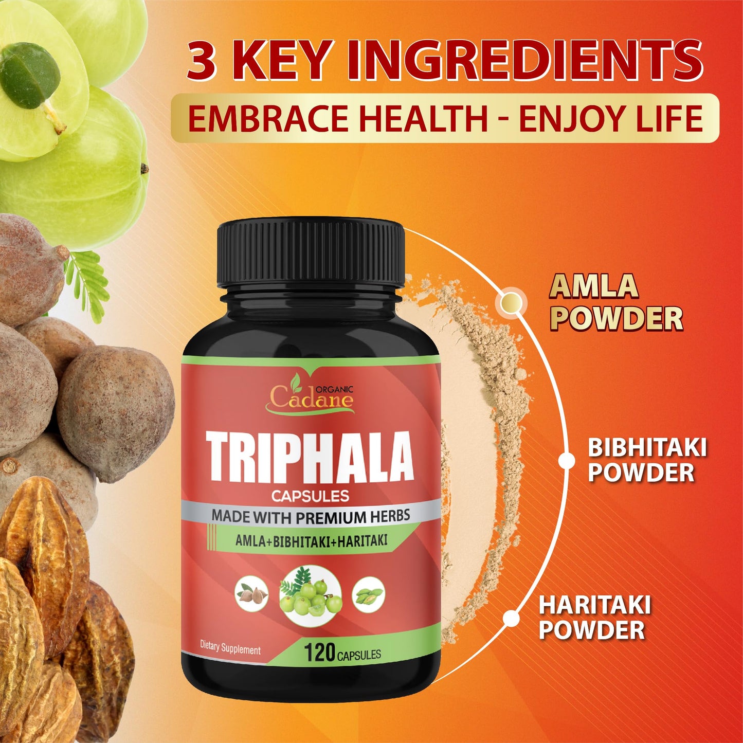 Organic Cadane Triphala 120 Capsules