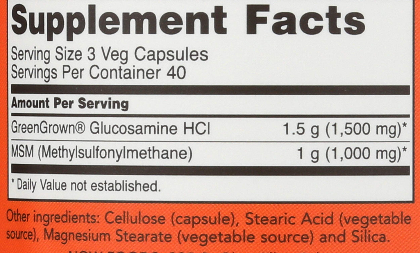 NOW Foods Glucosamine Hydrochloride Vegetarian 500mg, 120 Capsules