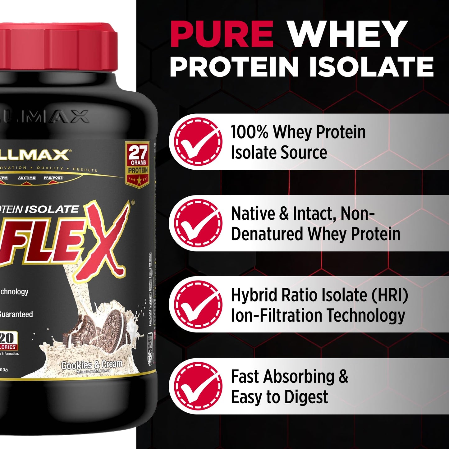 ALLMAX ISOFLEX Pure Whey Isolate Protein Powder 80 Servings