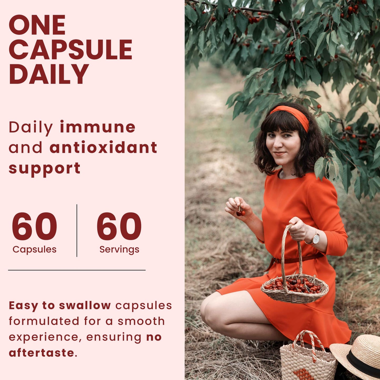 OPTIVIDA Acerola Cherry Vitamin C Capsules, 60 Count