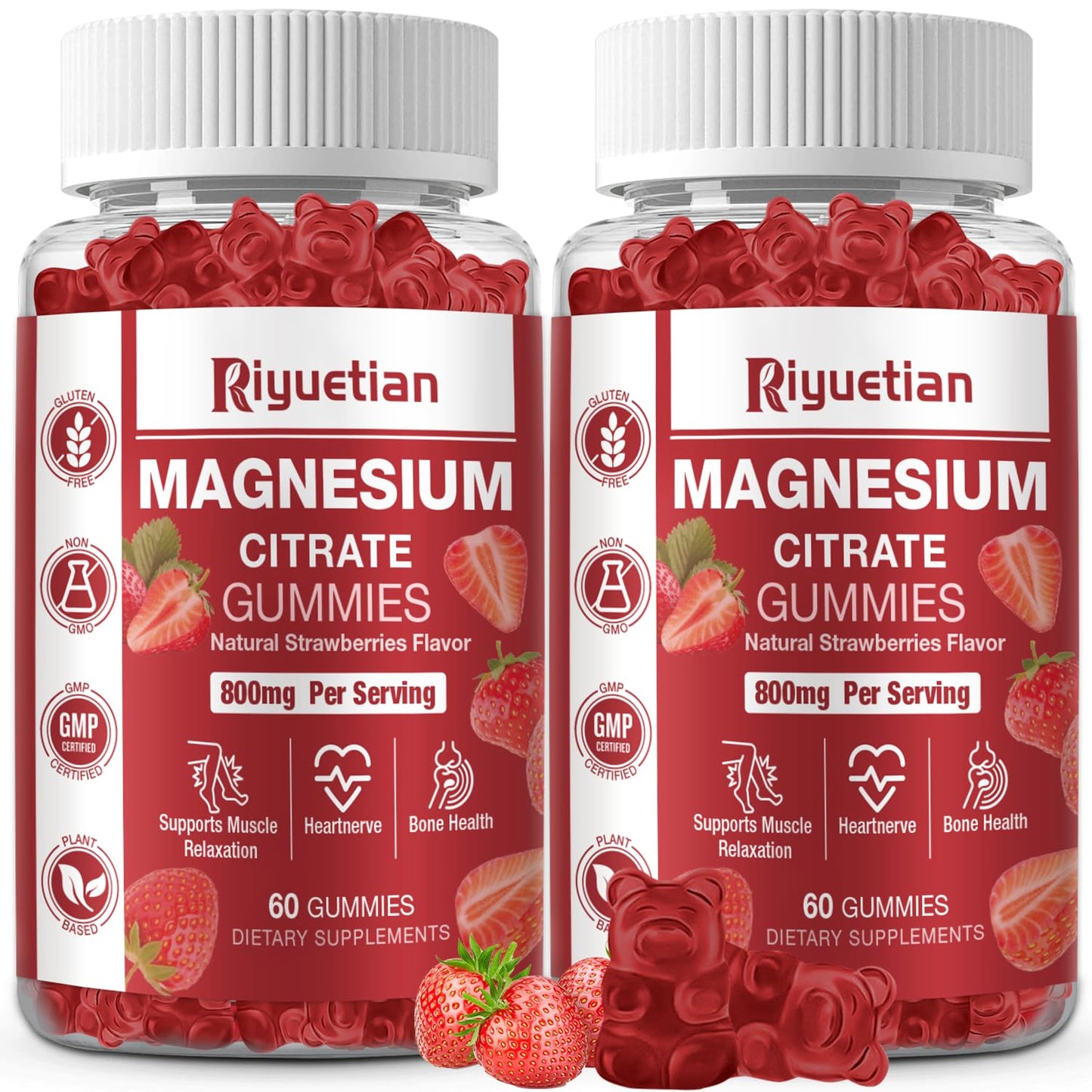 Riyuetian Magnesium Citrate Gummies 800mg, 120 Count