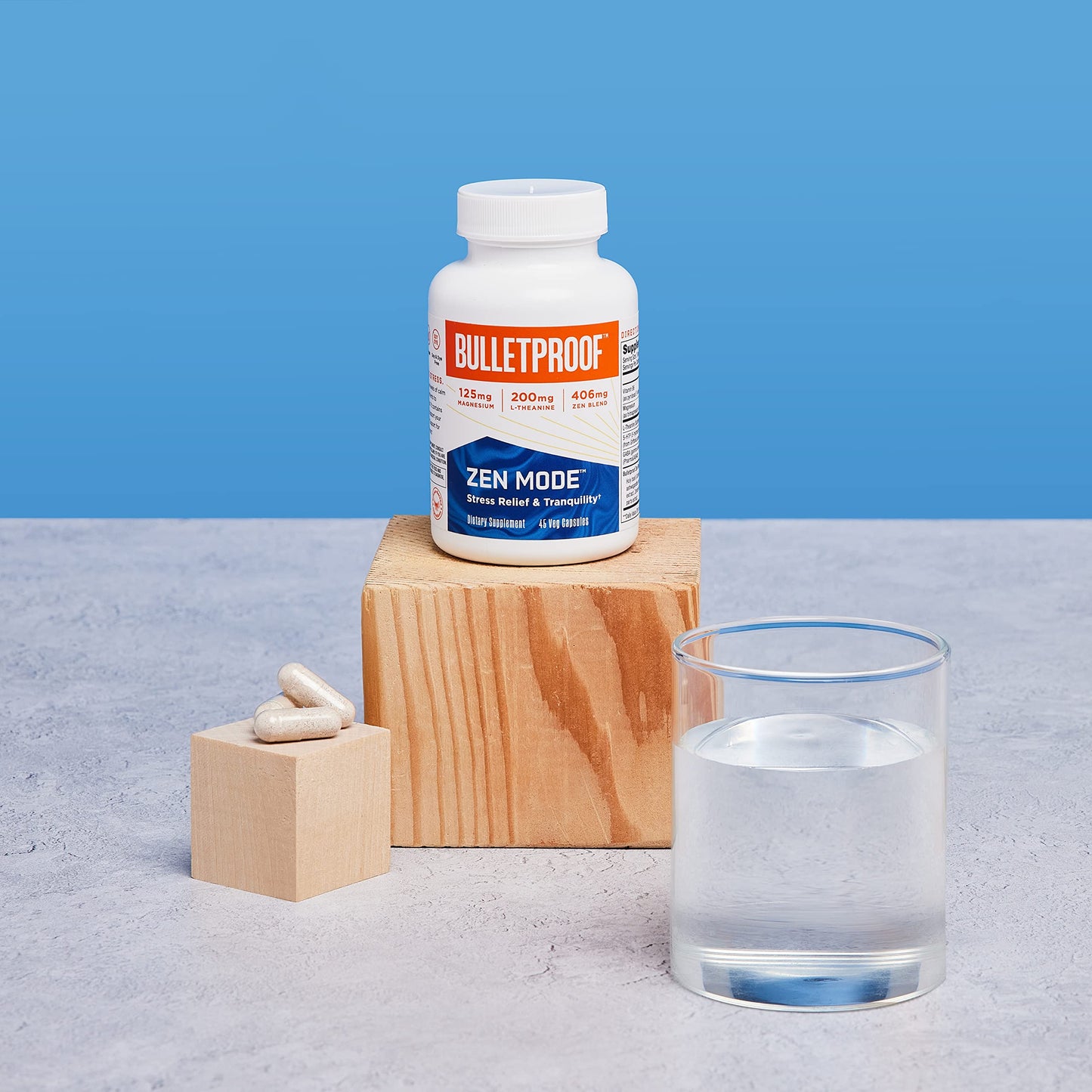 Bulletproof Zen Mode Stress Relief and Tranquility Capsules, 45 Count