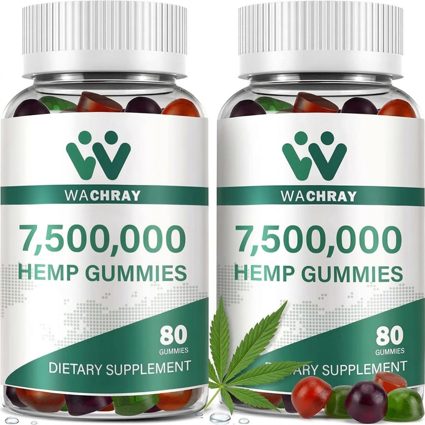 WACHRAY Hemp Gummies for Sleep, Anxiety & Pain Relief with Omega-3-6-9 & Vitamin, Gummies, 160 Count