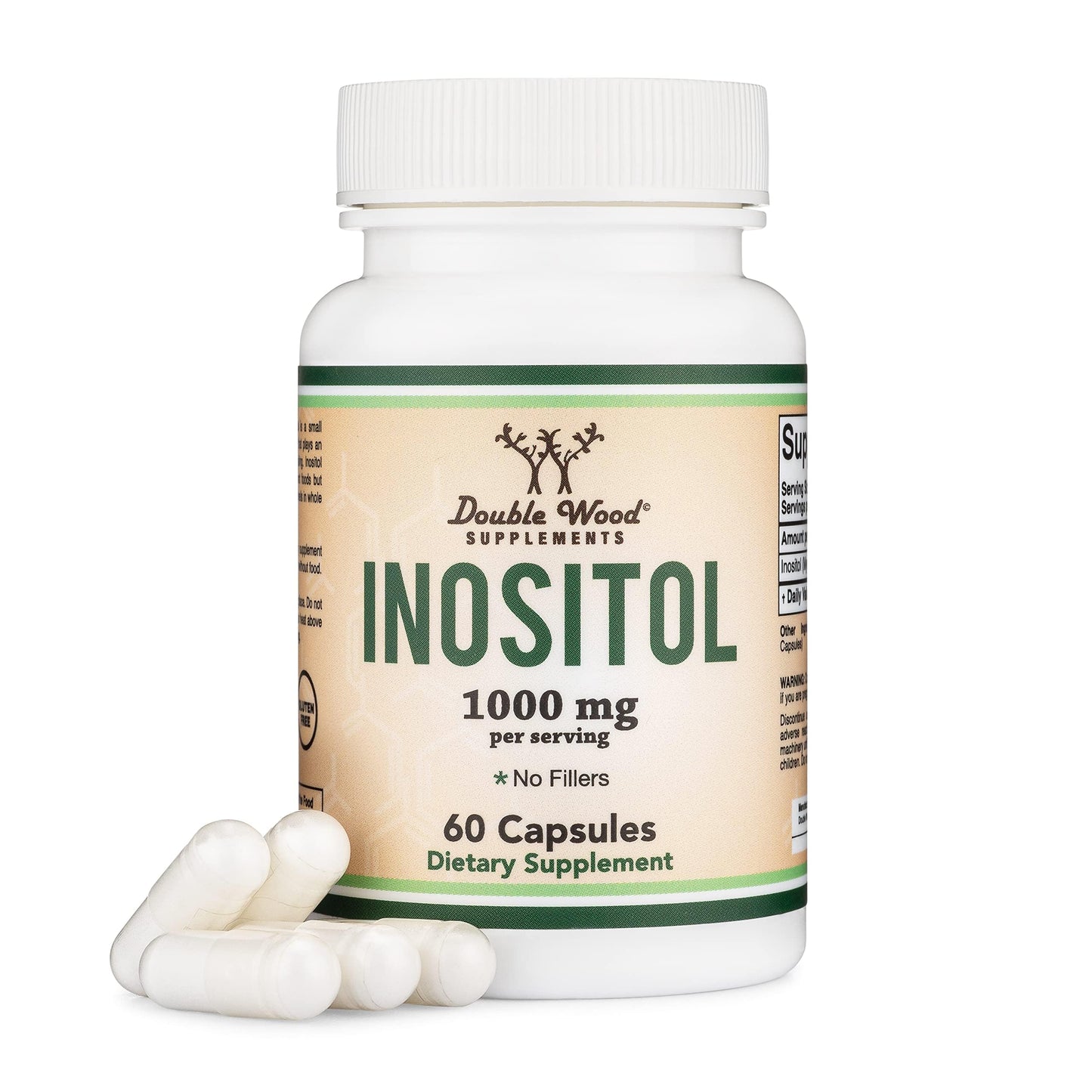 Double Wood Supplements Inositol Capsules 1000mg, 60 Count