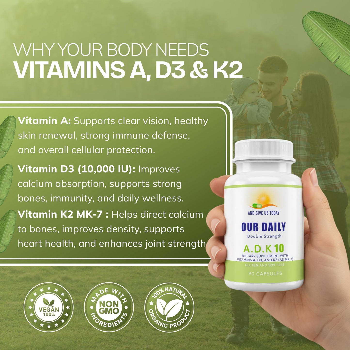 AND GIVE US TODAY OUR DAILY Daily Vites ADK 10 Vitamin Supplement Capsules 180