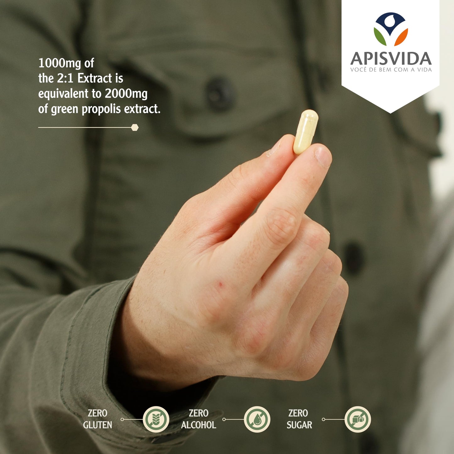 APIS VIDA Green Propolis Extract Capsules PropoCaps 2000 Microencapsulated Immune Support Supplement 20mg Phenolic Compounds per Capsule Rich in Flavonoids Gluten Free, 120 Capsules